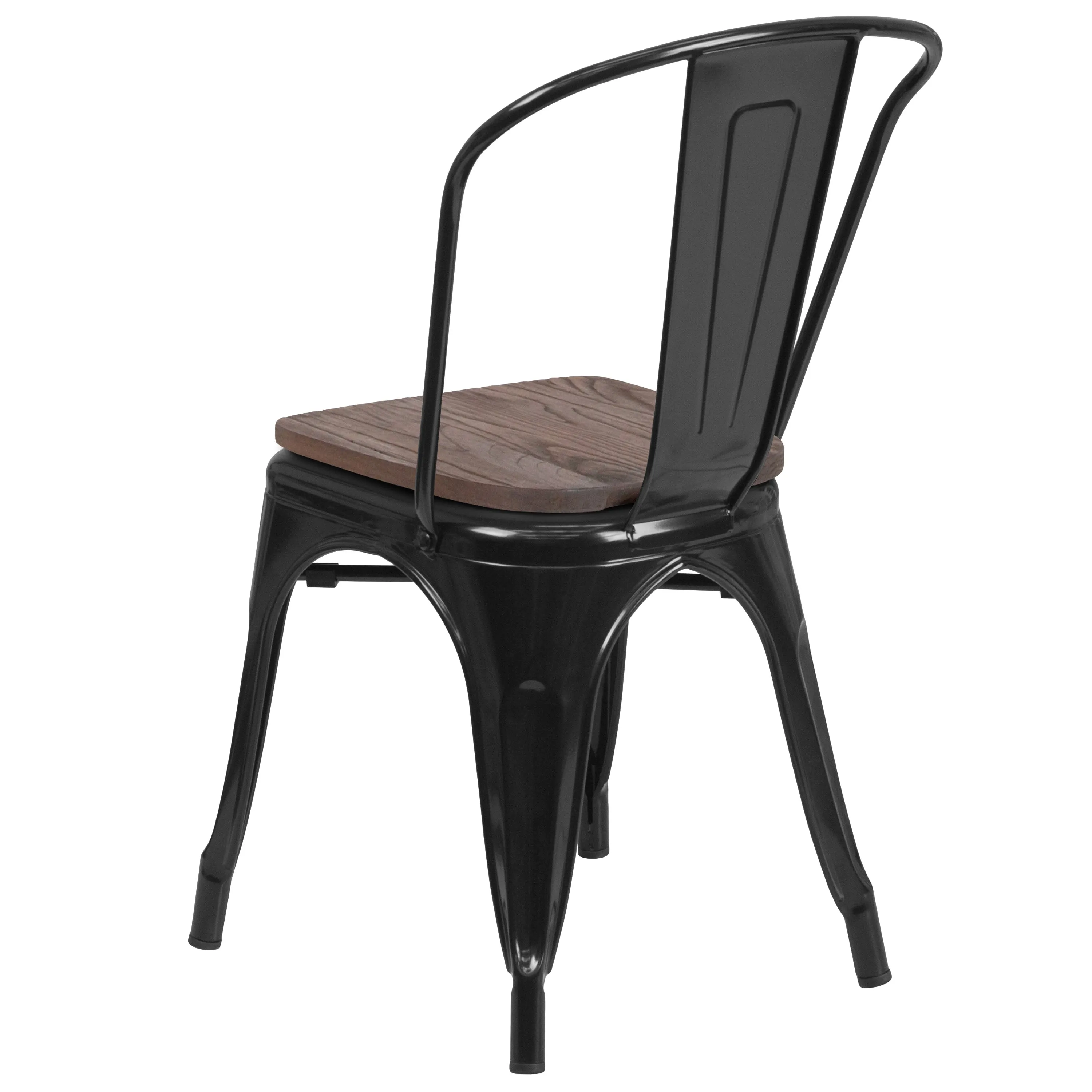 Metal Stackable Chair with Wood Seat