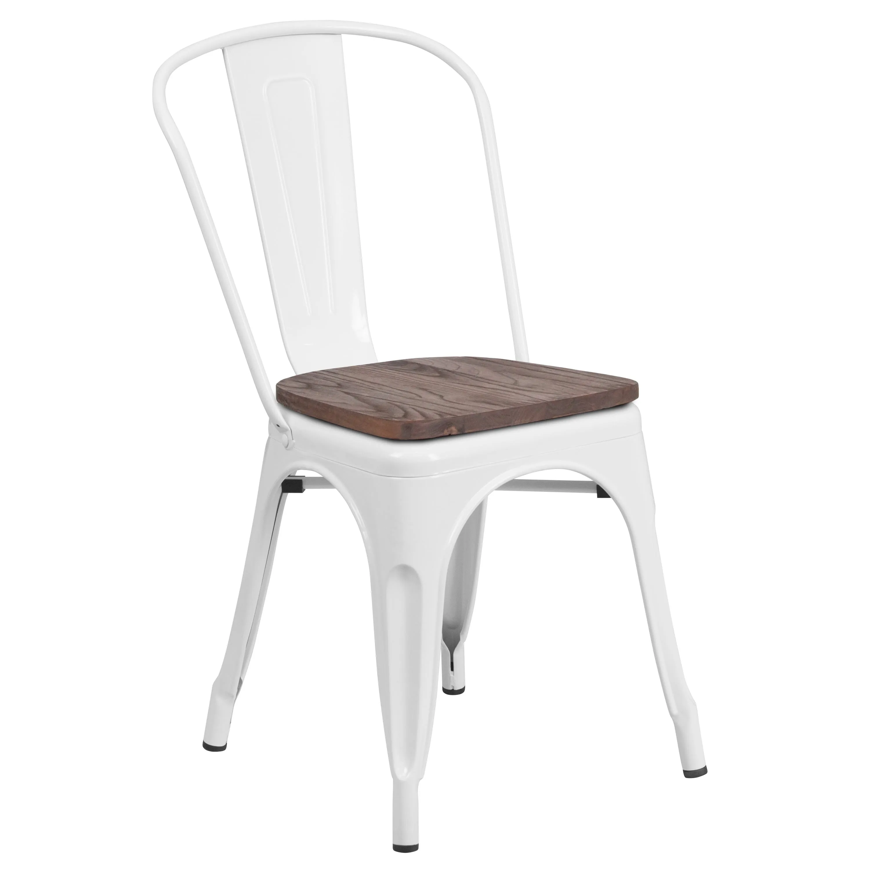 Metal Stackable Chair with Wood Seat