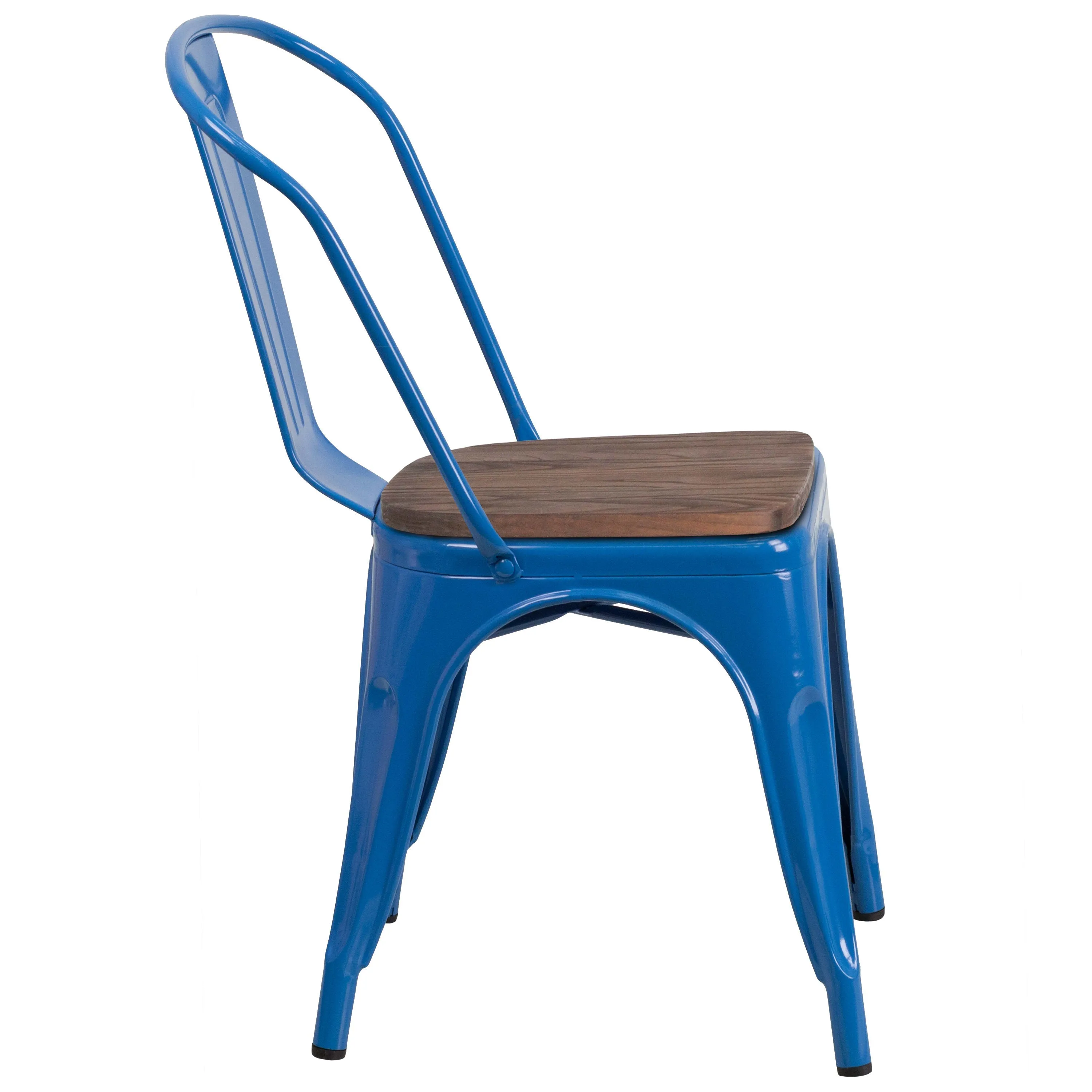 Metal Stackable Chair with Wood Seat