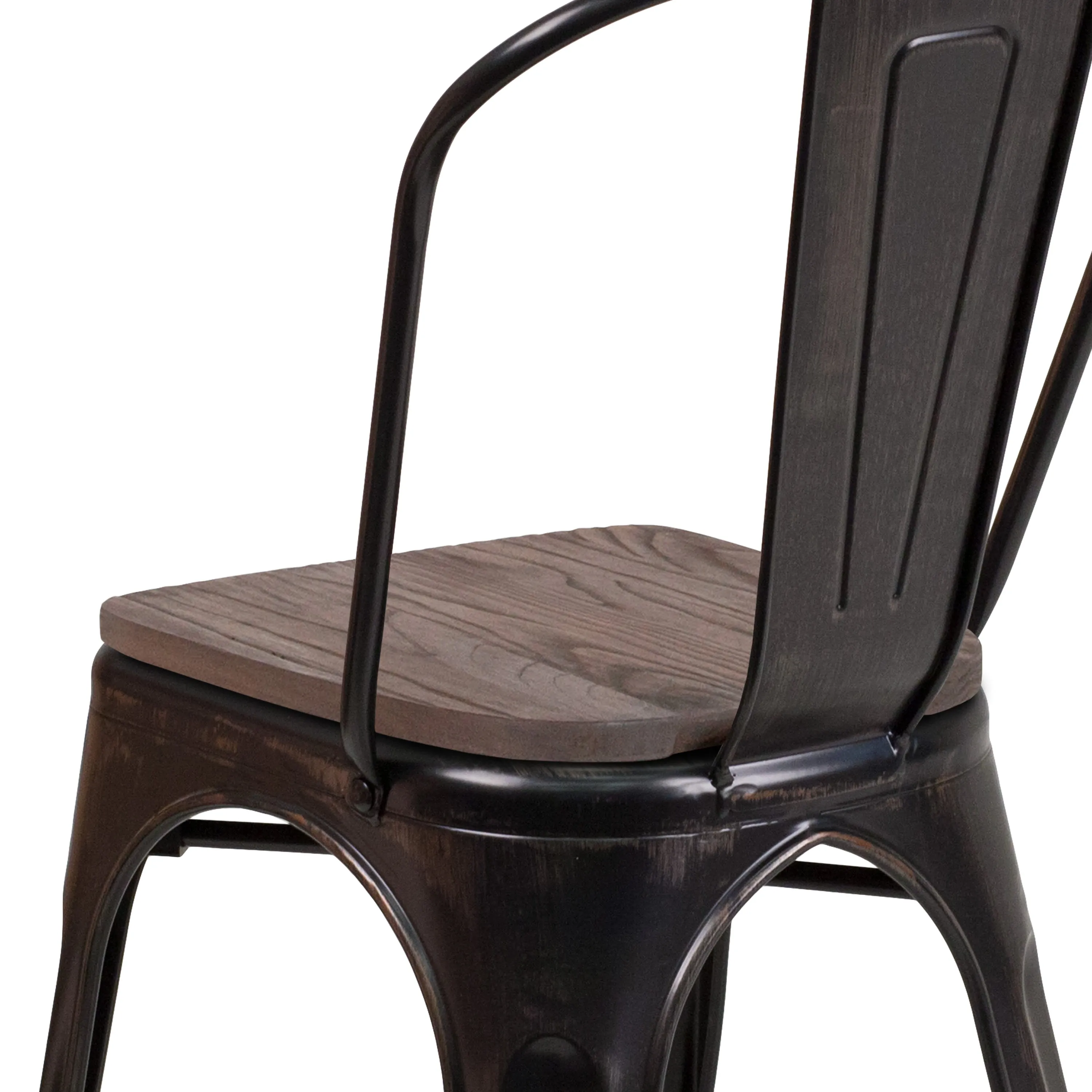 Metal Stackable Chair with Wood Seat