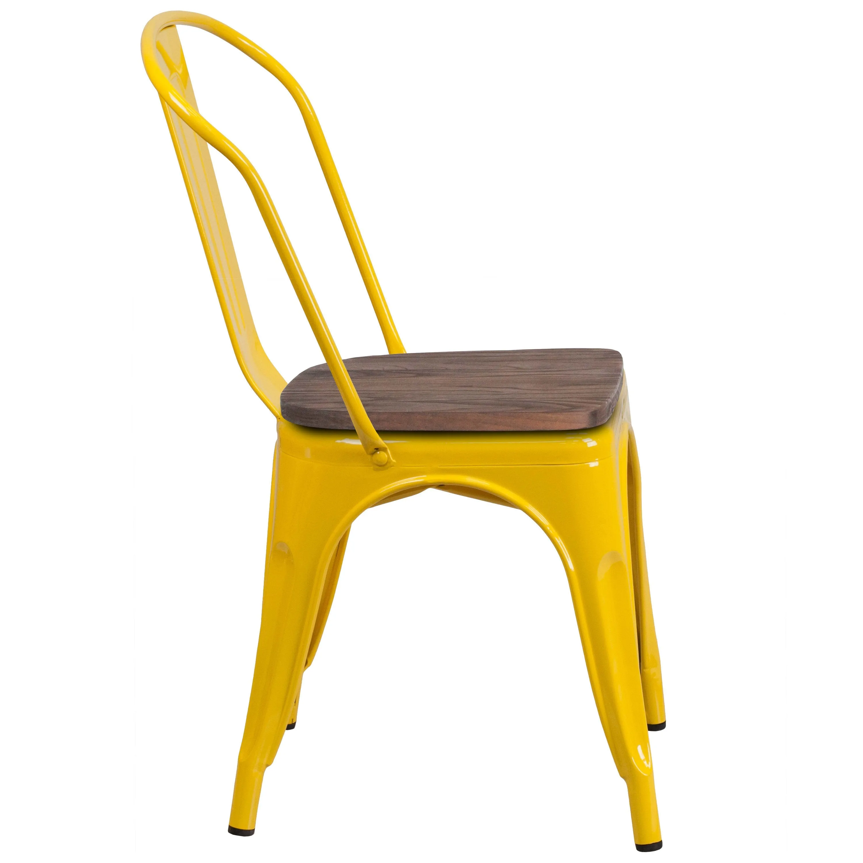 Metal Stackable Chair with Wood Seat