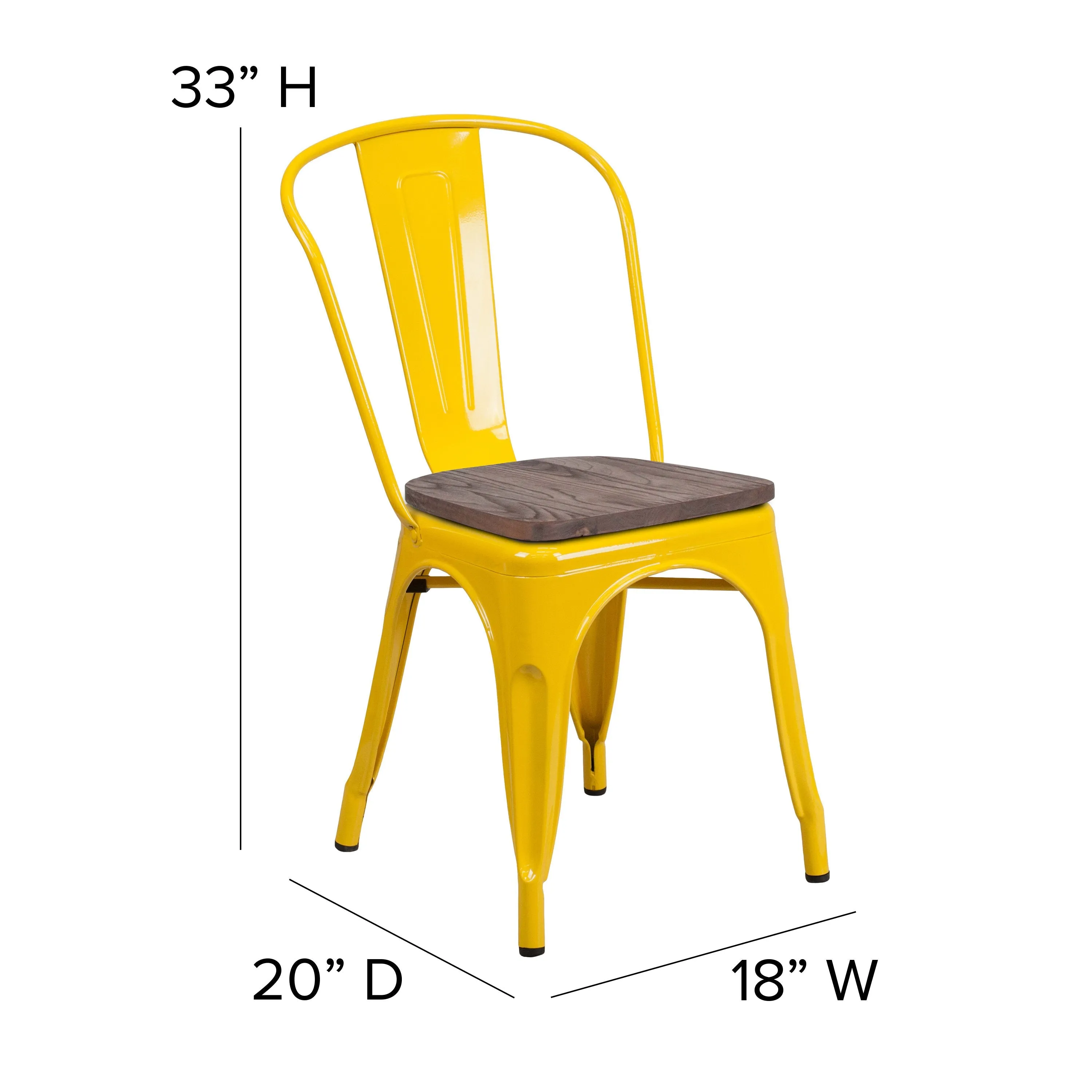 Metal Stackable Chair with Wood Seat