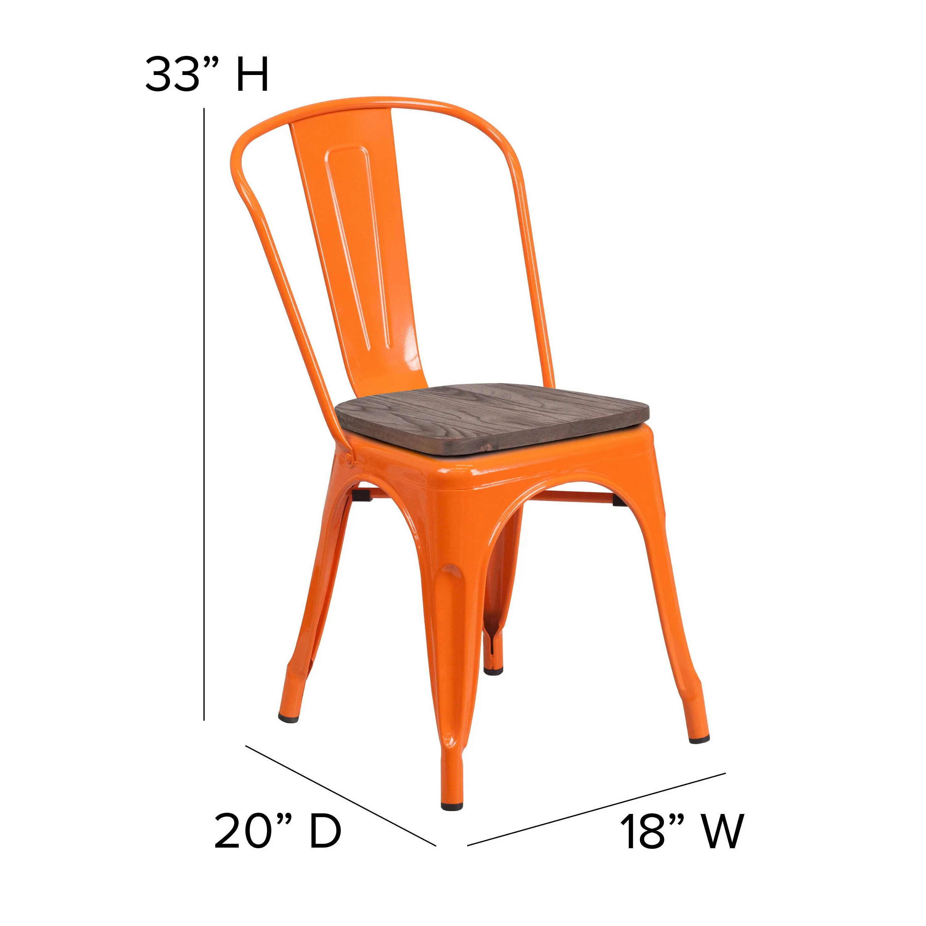 Metal Stackable Chair with Wood Seat