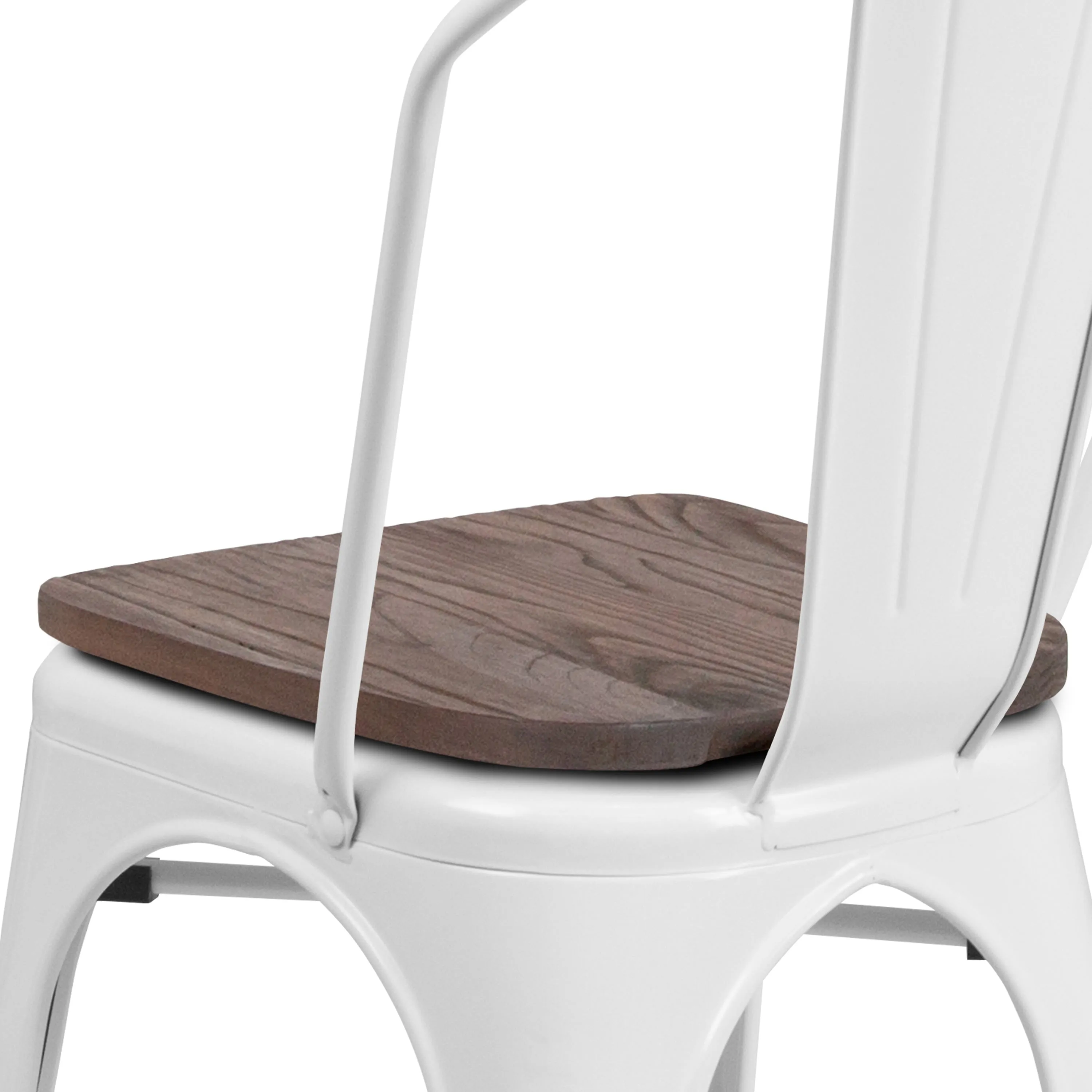 Metal Stackable Chair with Wood Seat