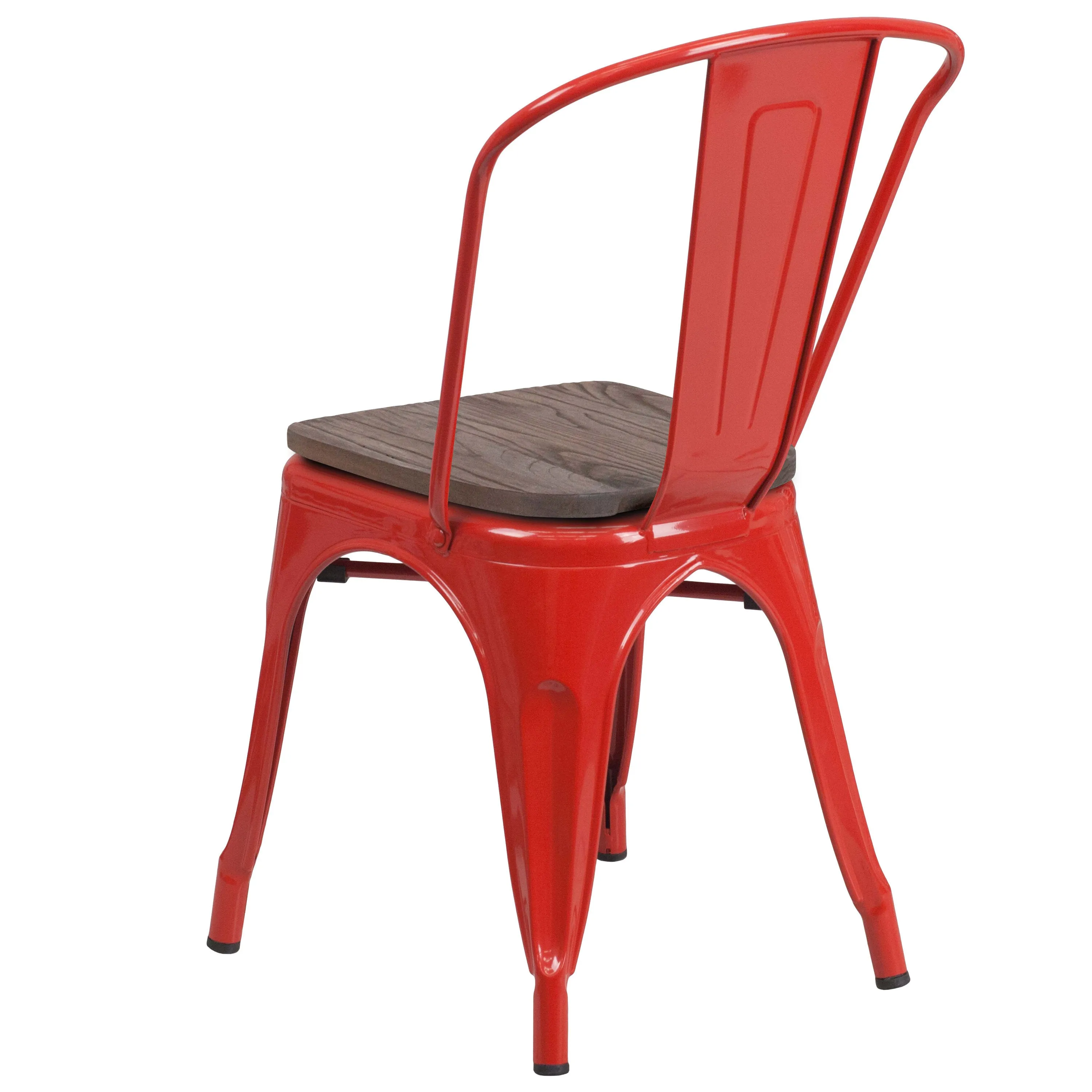 Metal Stackable Chair with Wood Seat