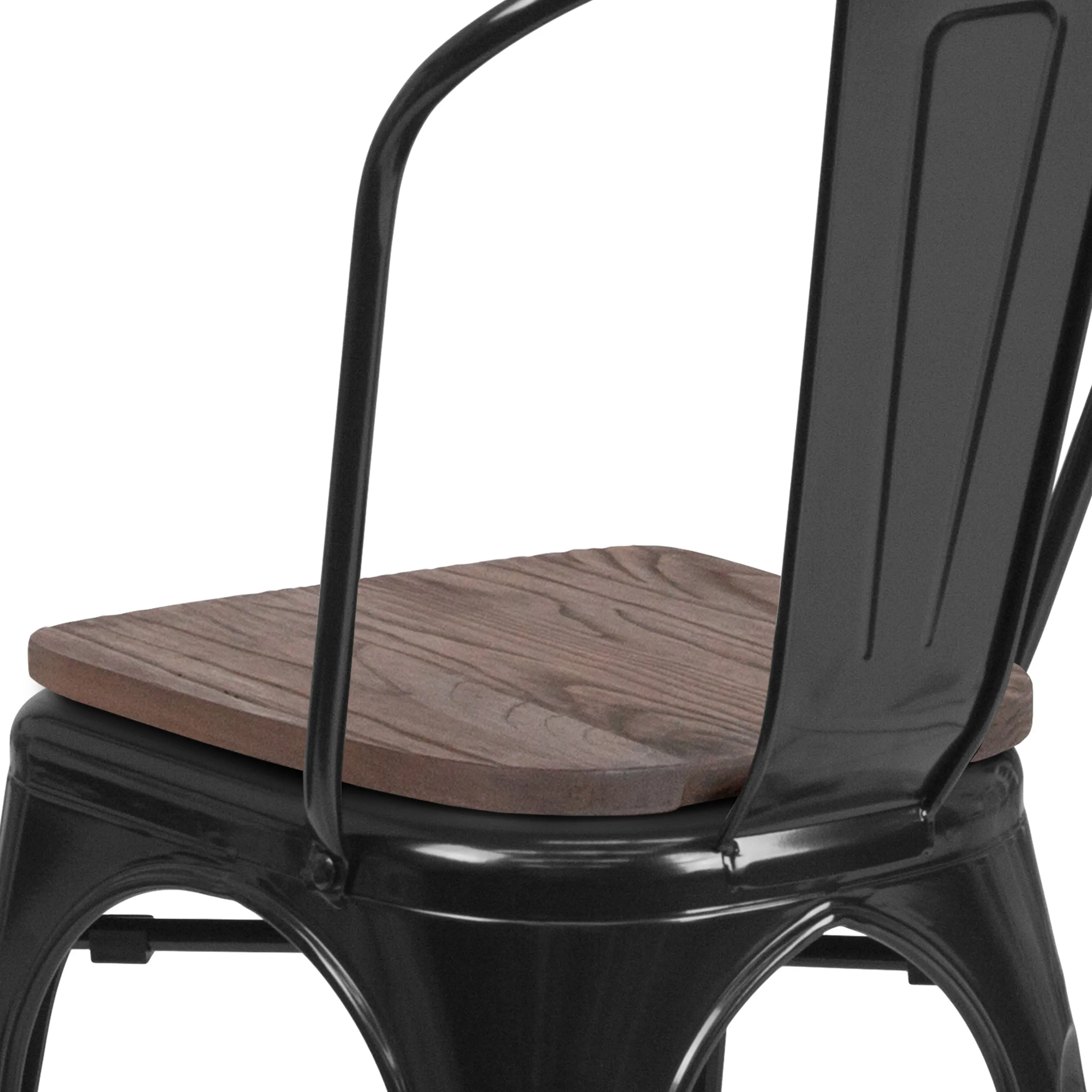 Metal Stackable Chair with Wood Seat