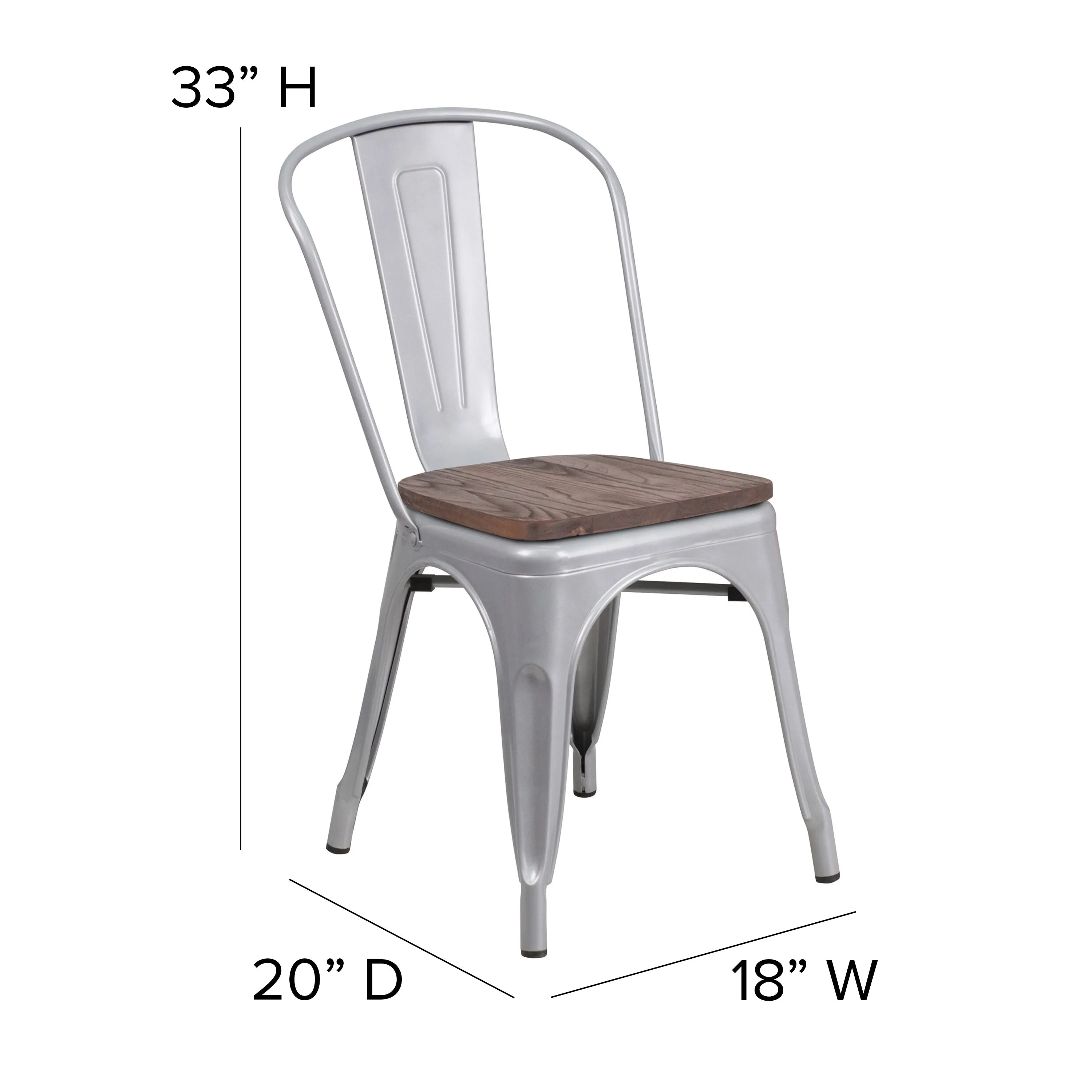 Metal Stackable Chair with Wood Seat