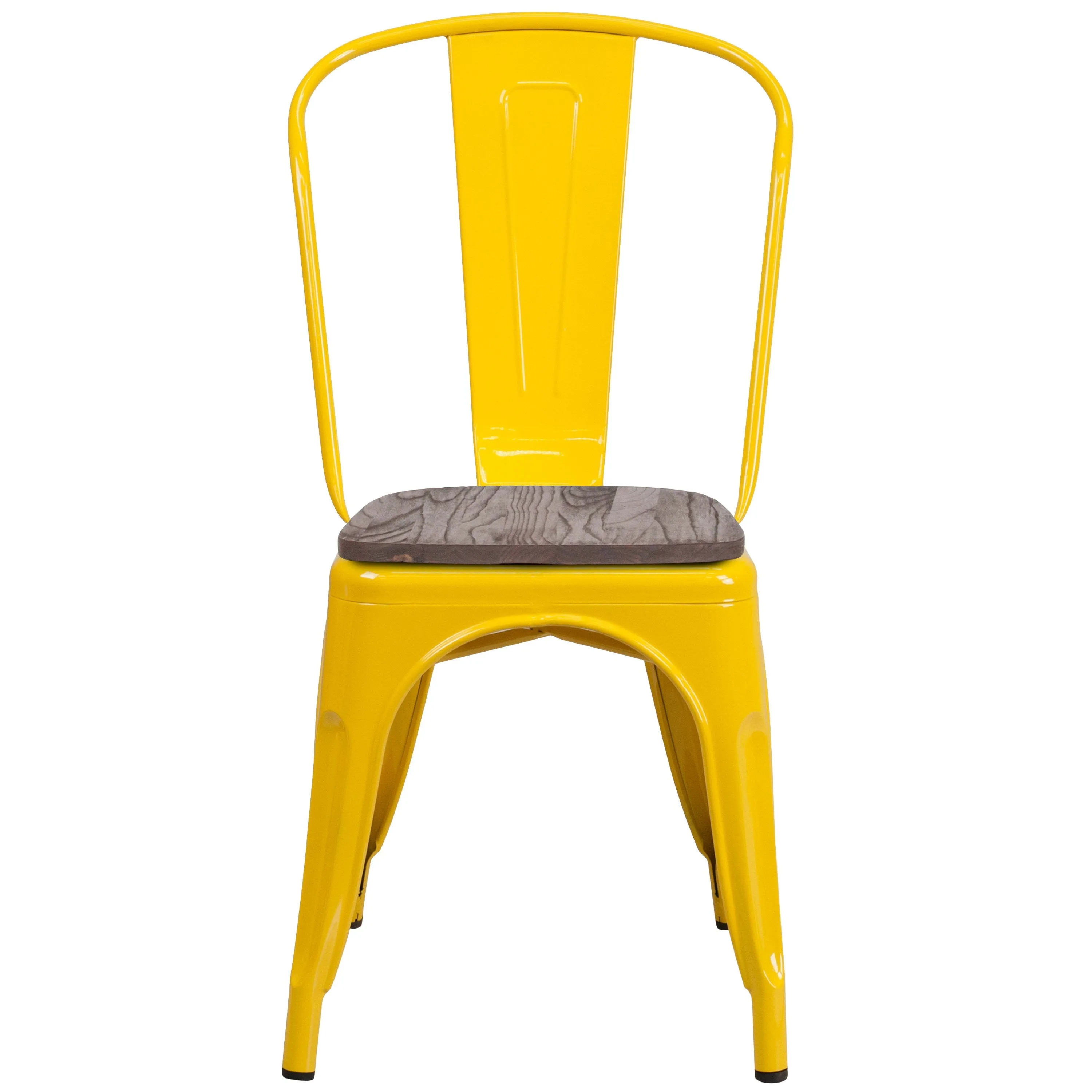 Metal Stackable Chair with Wood Seat