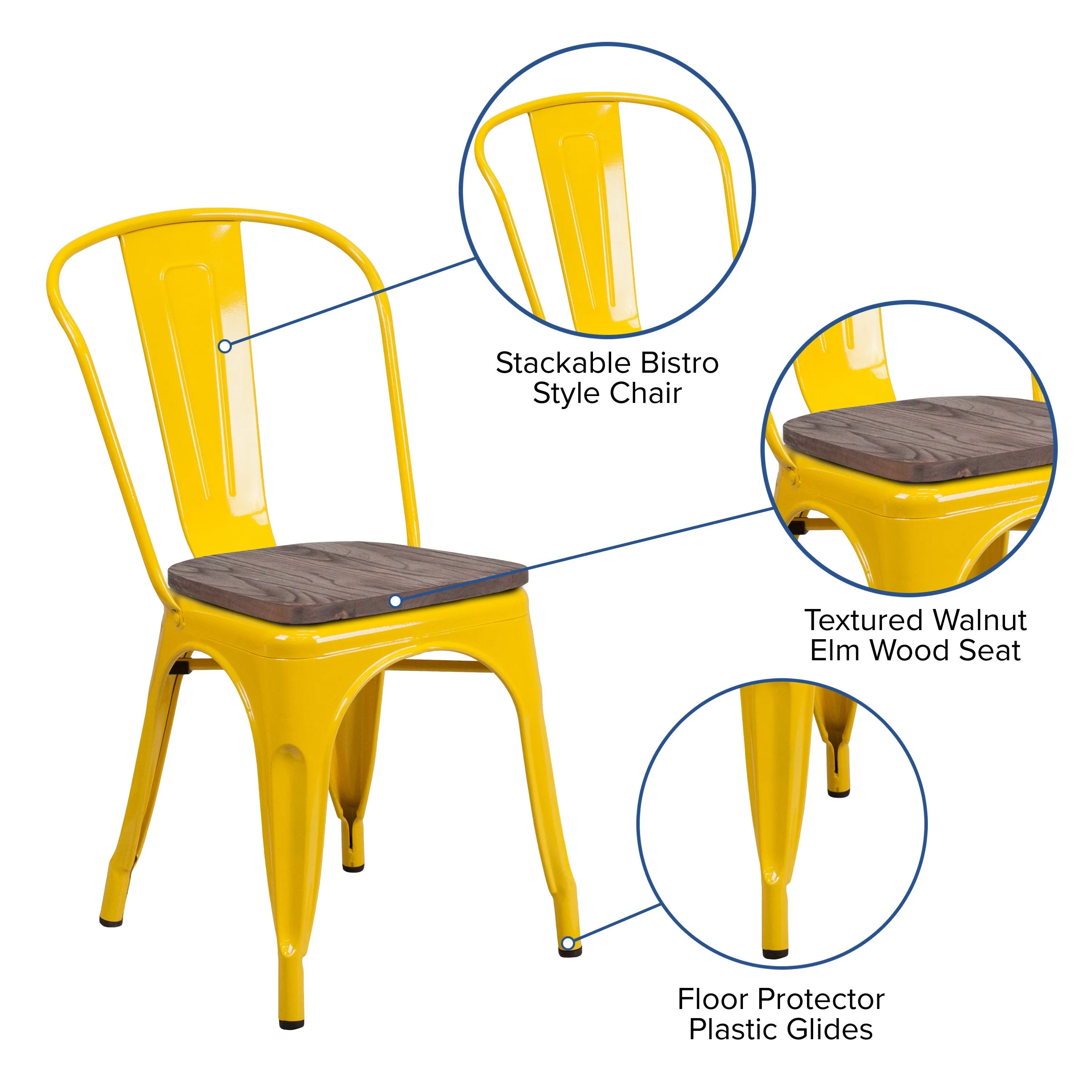 Metal Stackable Chair with Wood Seat