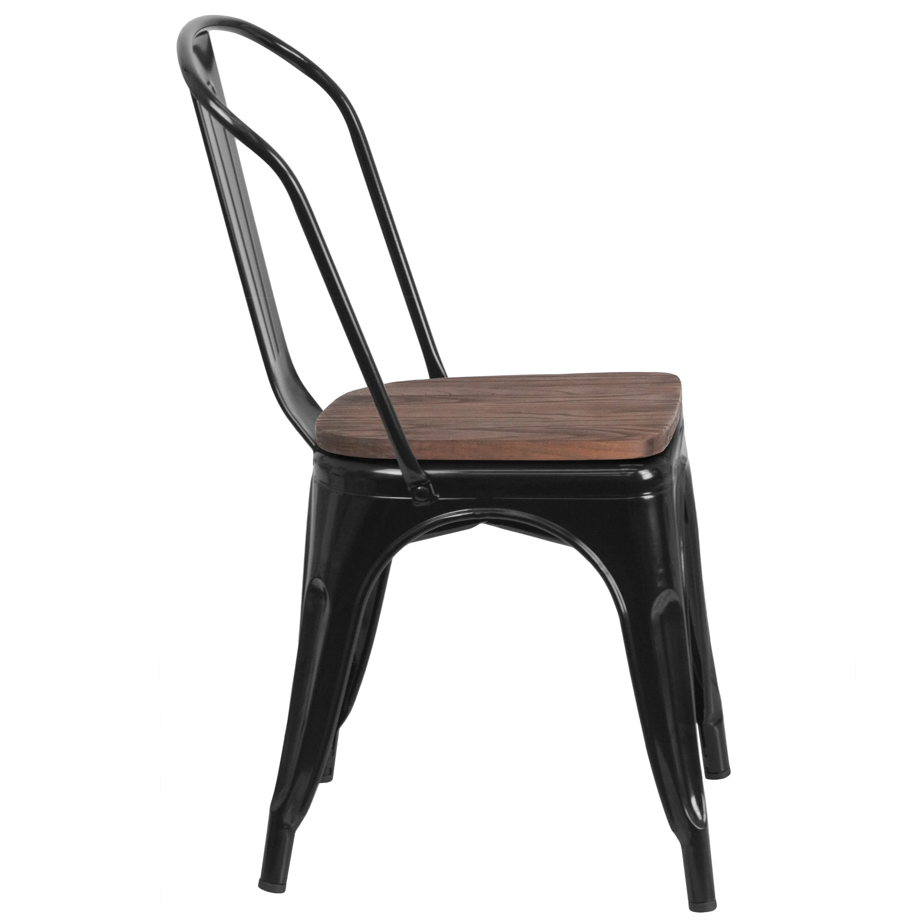 Metal Stackable Chair with Wood Seat