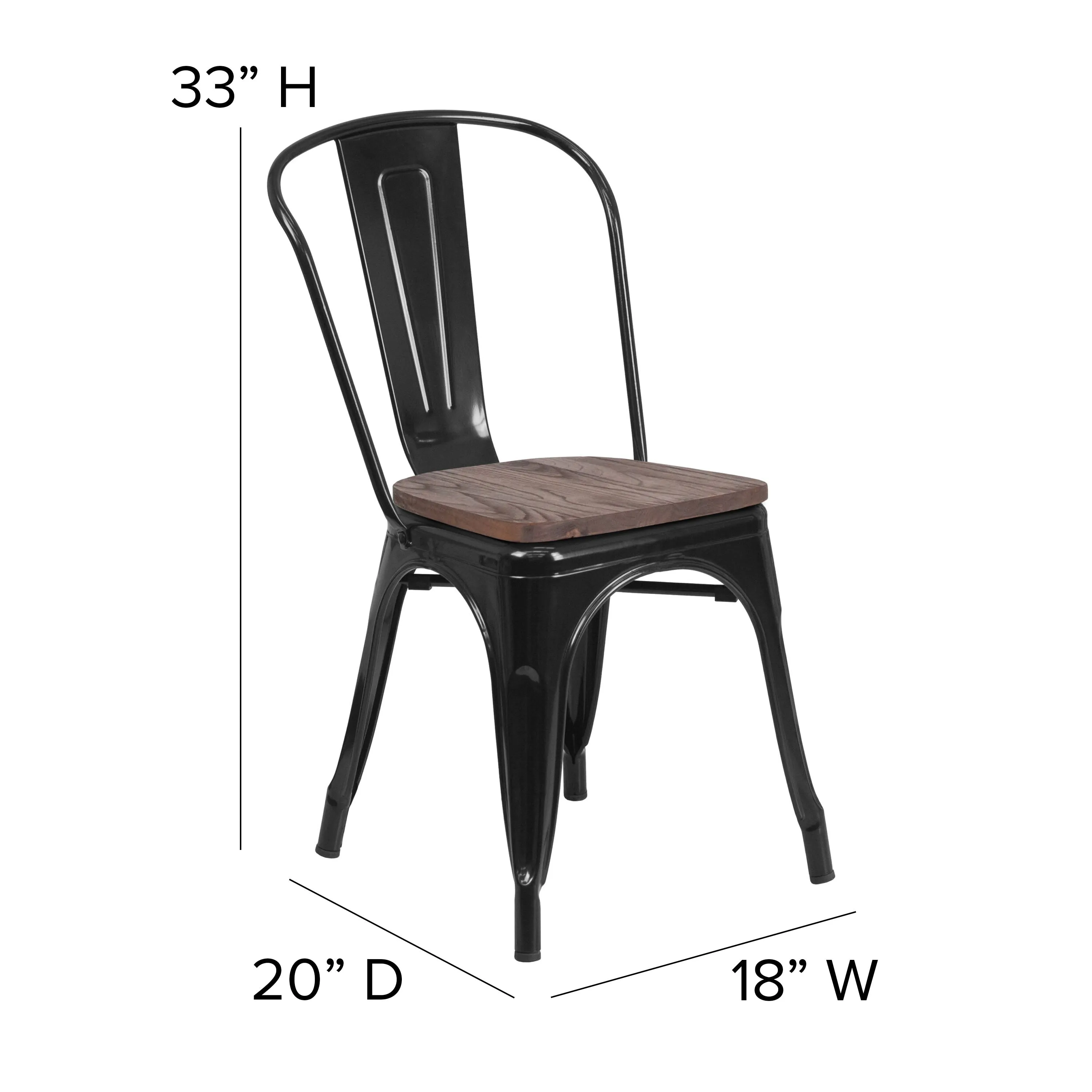 Metal Stackable Chair with Wood Seat