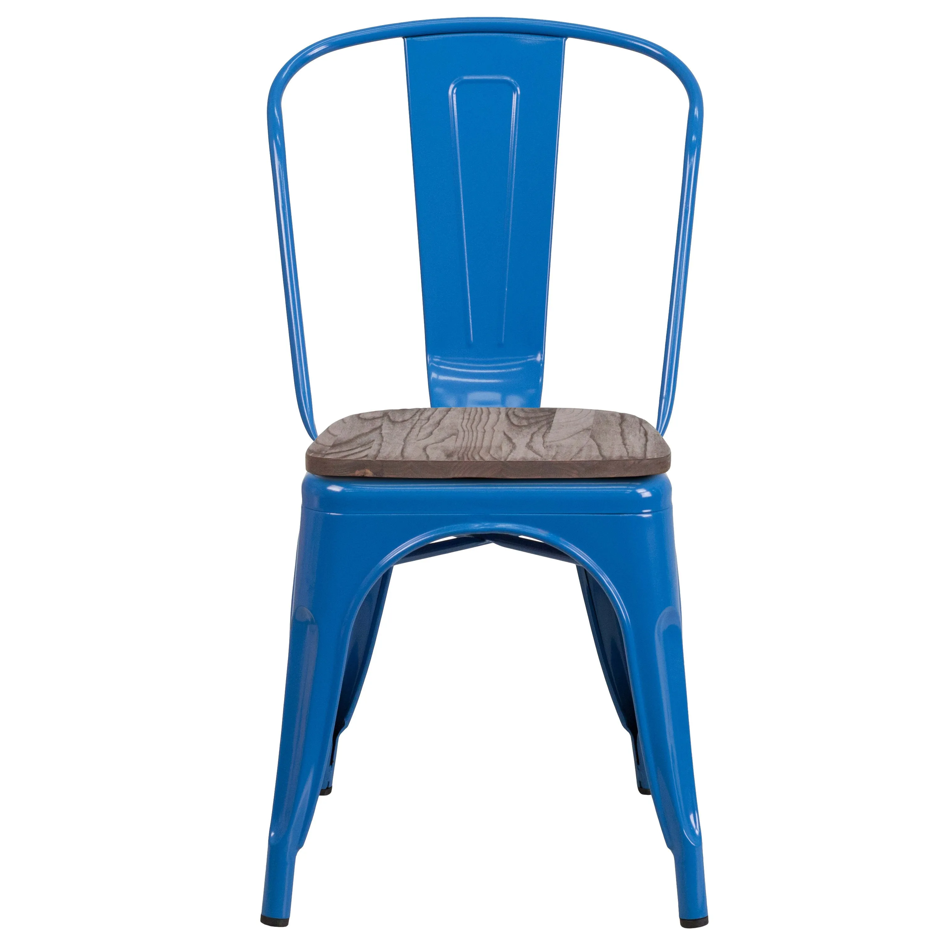 Metal Stackable Chair with Wood Seat