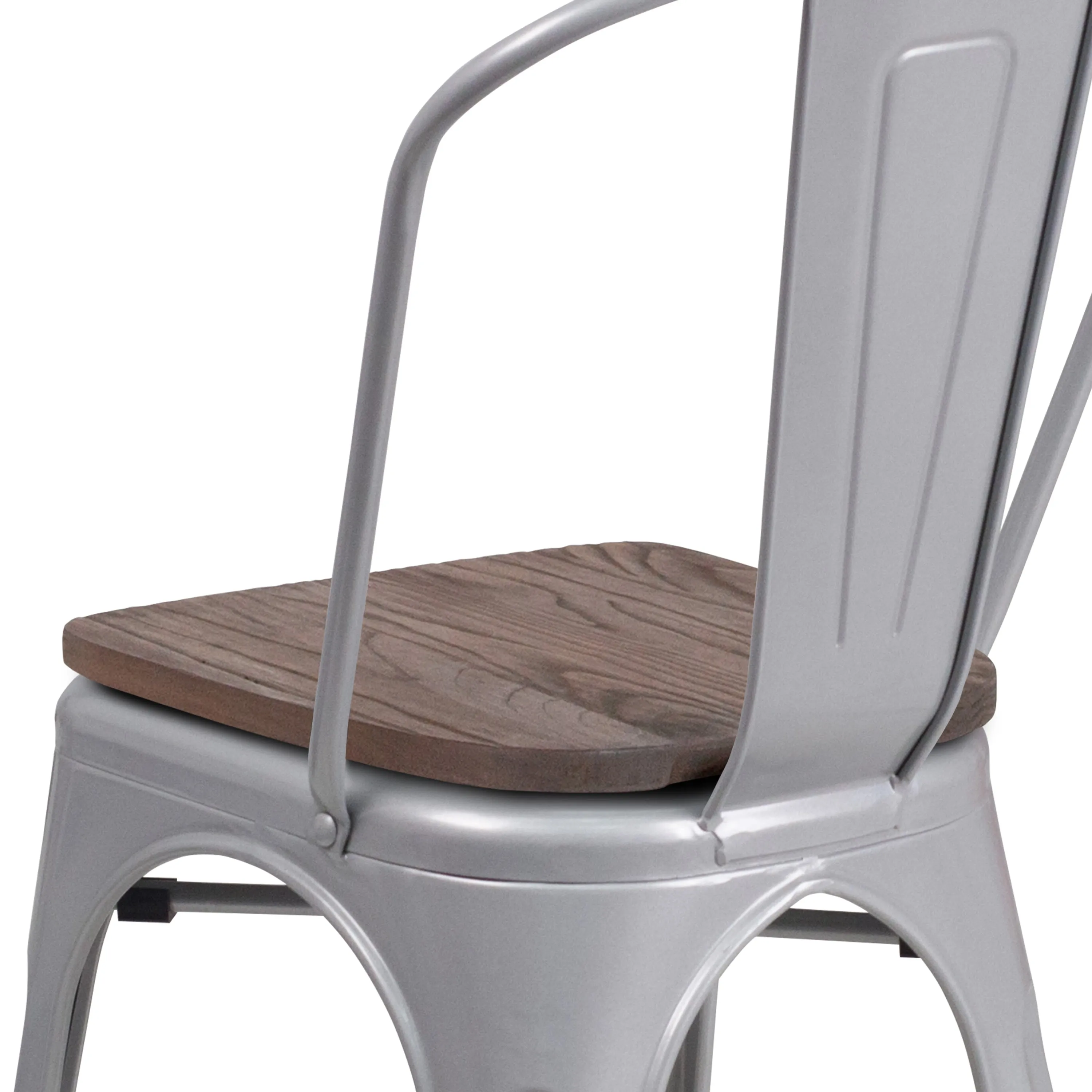 Metal Stackable Chair with Wood Seat