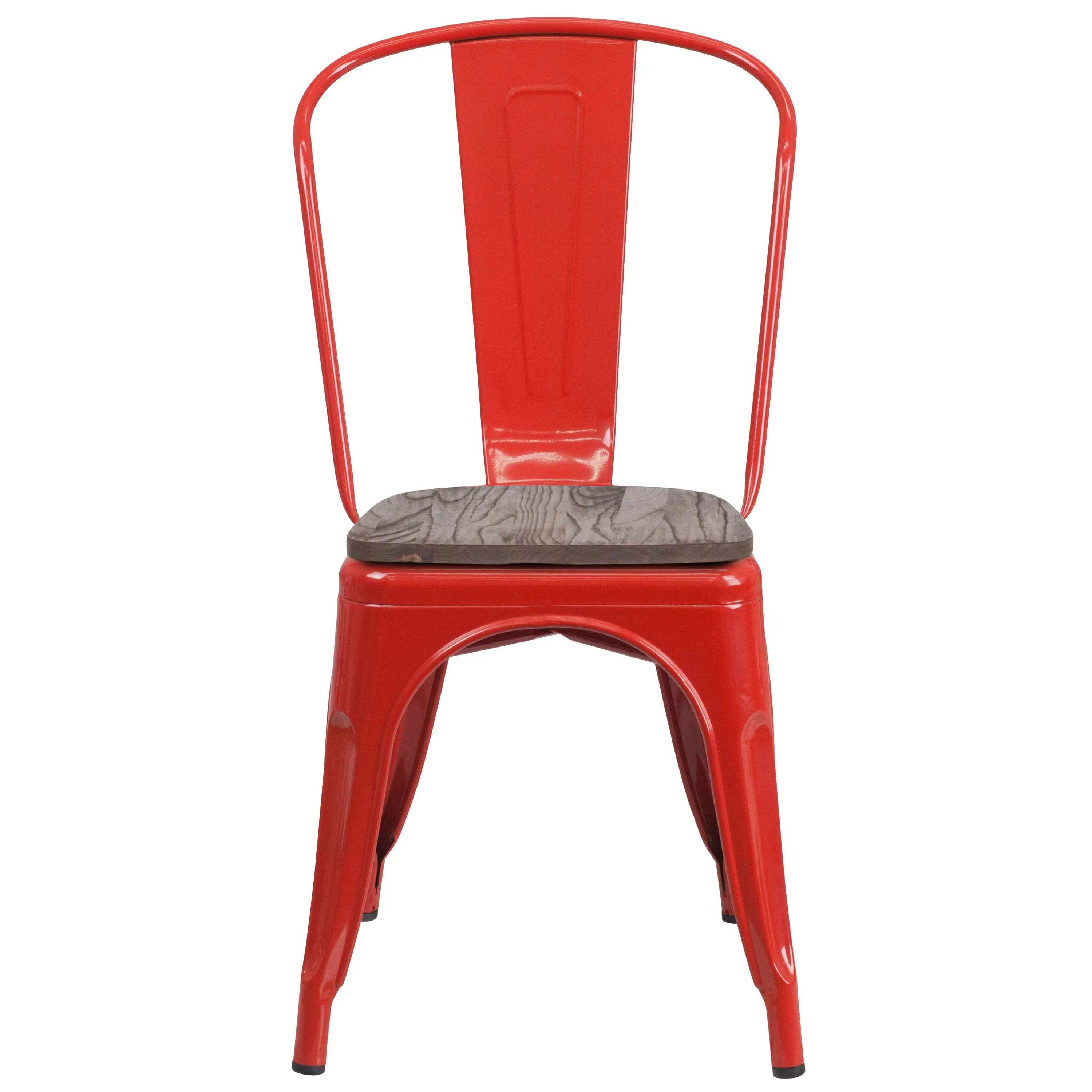 Metal Stackable Chair with Wood Seat