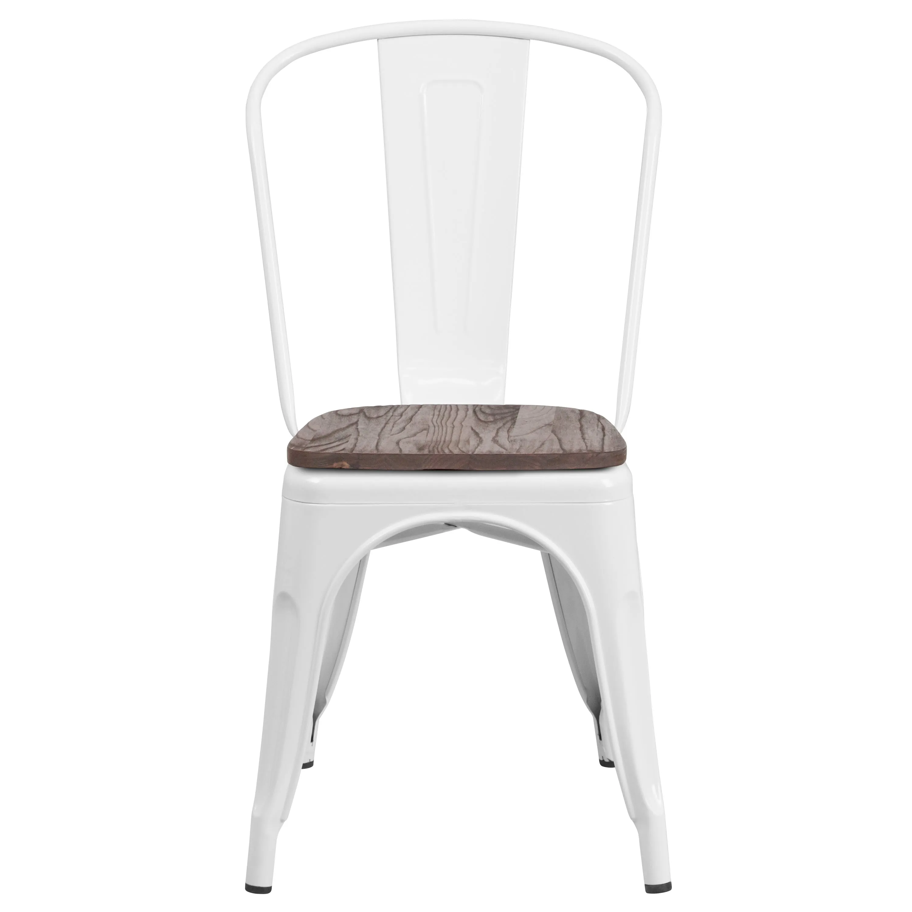 Metal Stackable Chair with Wood Seat