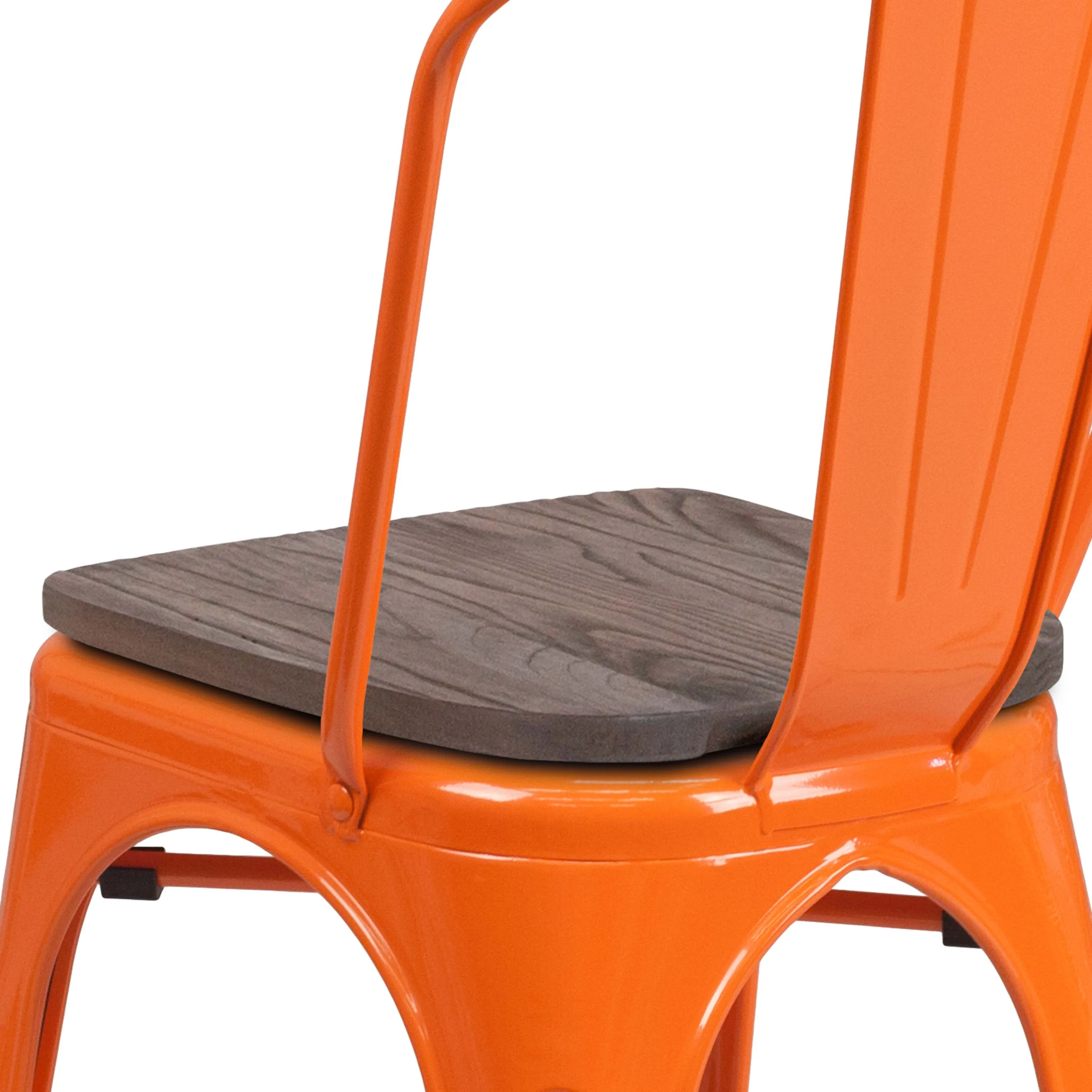 Metal Stackable Chair with Wood Seat