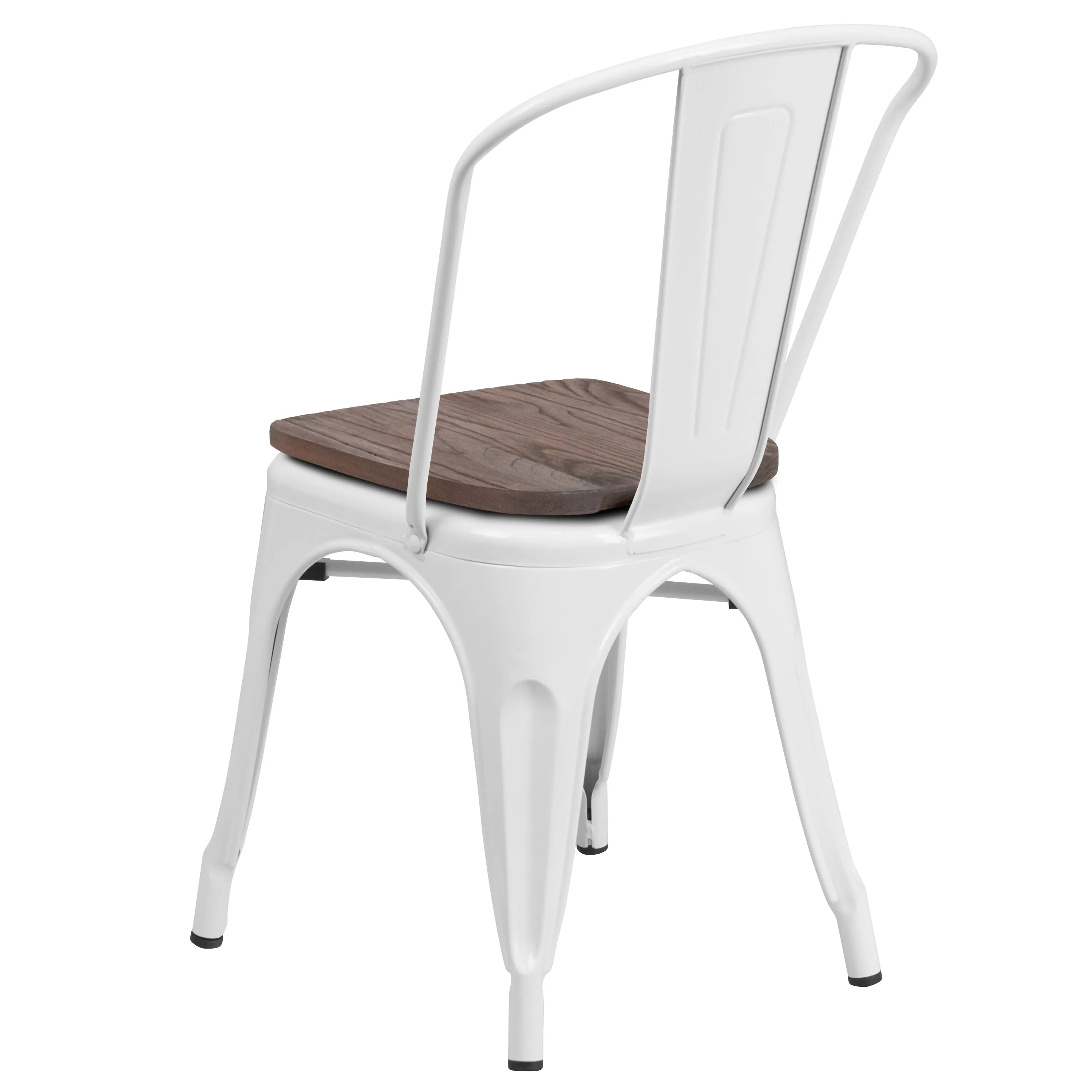 Metal Stackable Chair with Wood Seat