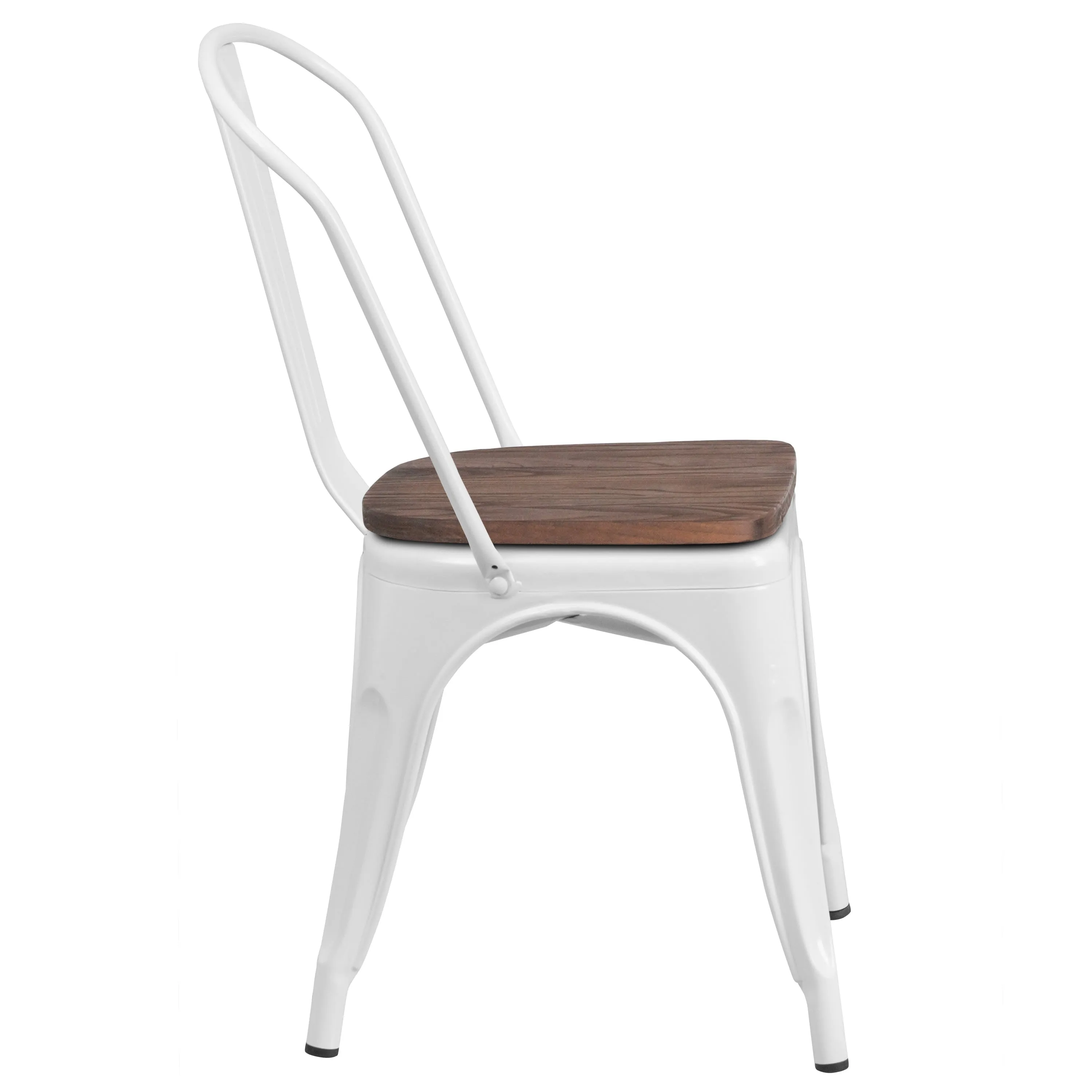 Metal Stackable Chair with Wood Seat