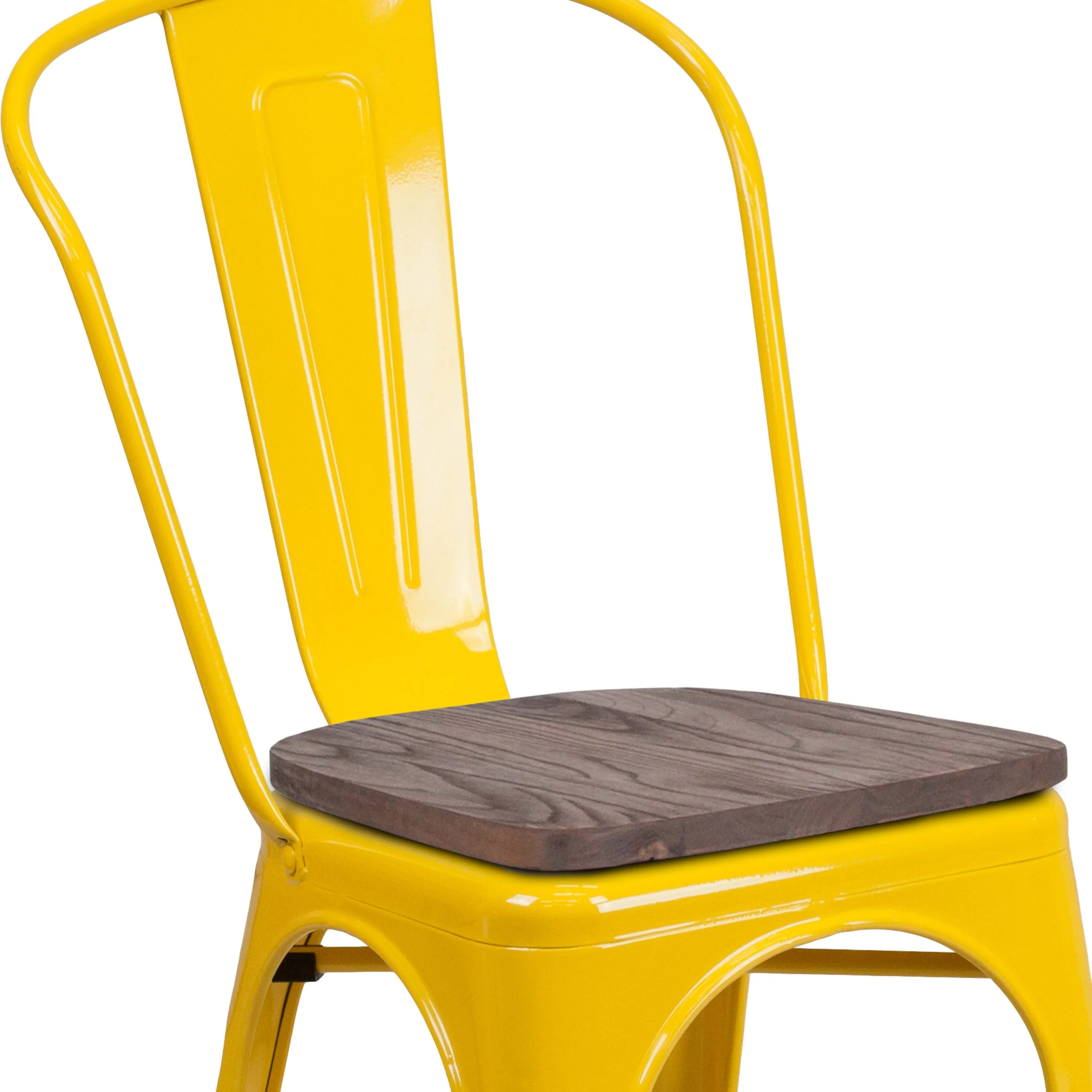 Metal Stackable Chair with Wood Seat