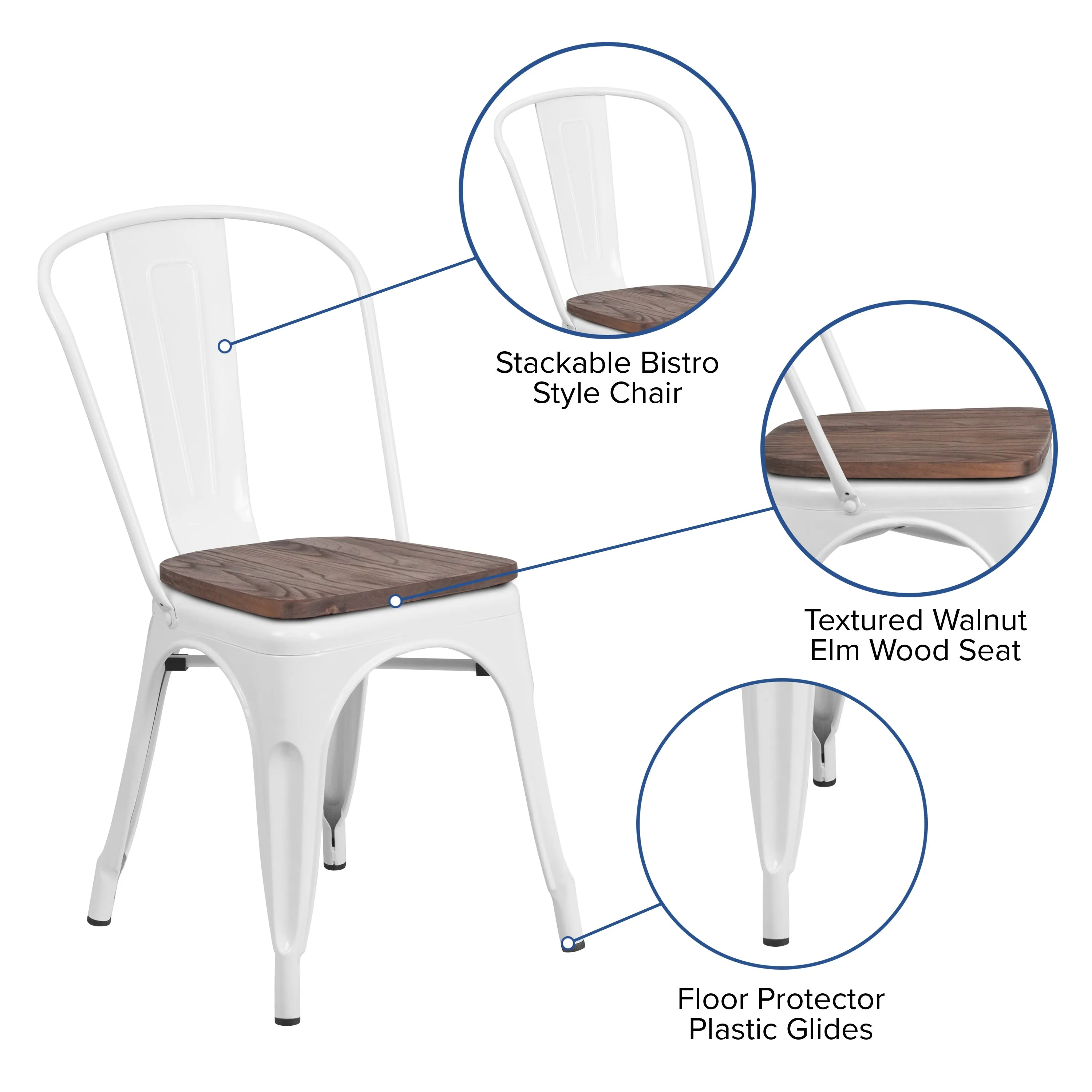 Metal Stackable Chair with Wood Seat