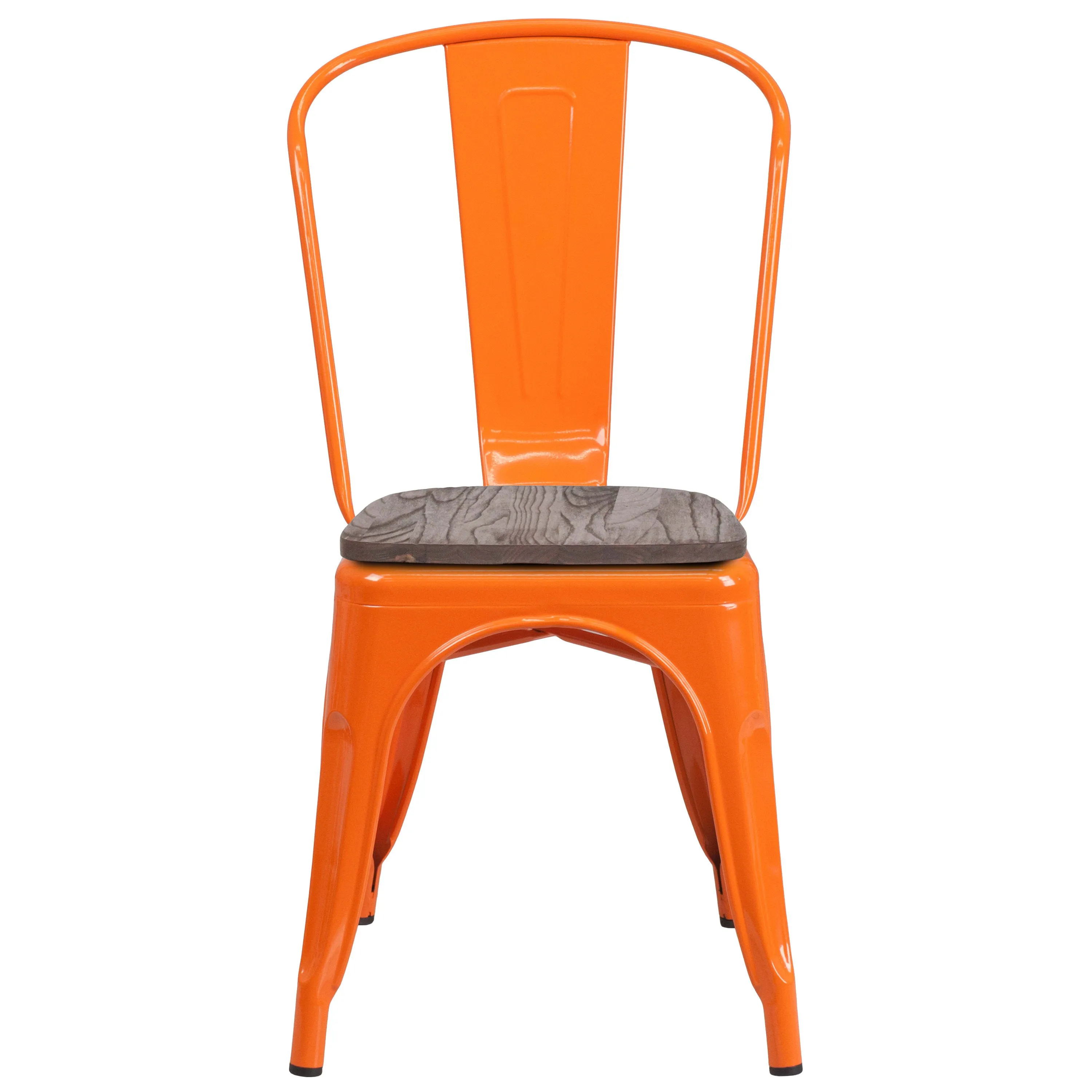 Metal Stackable Chair with Wood Seat