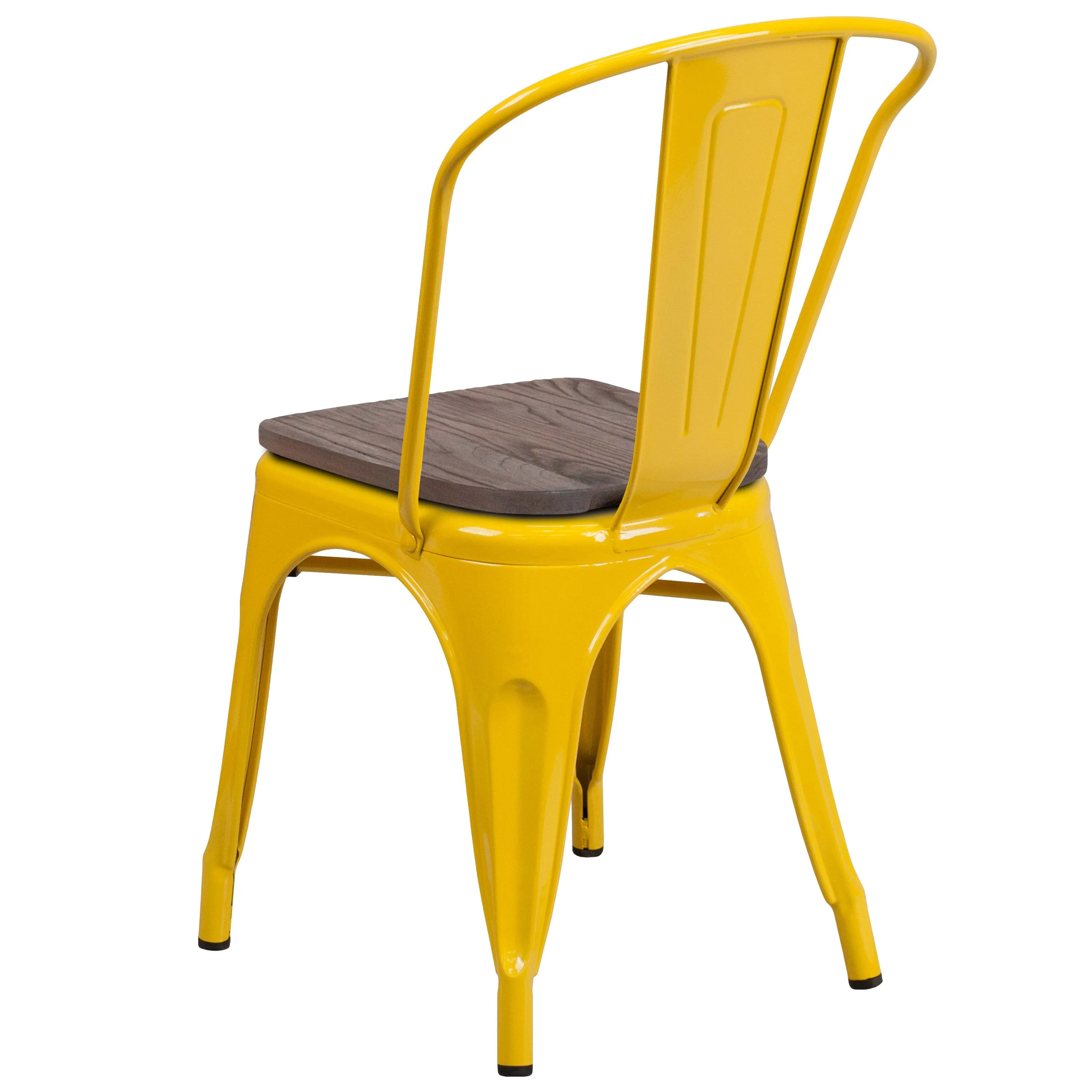 Metal Stackable Chair with Wood Seat