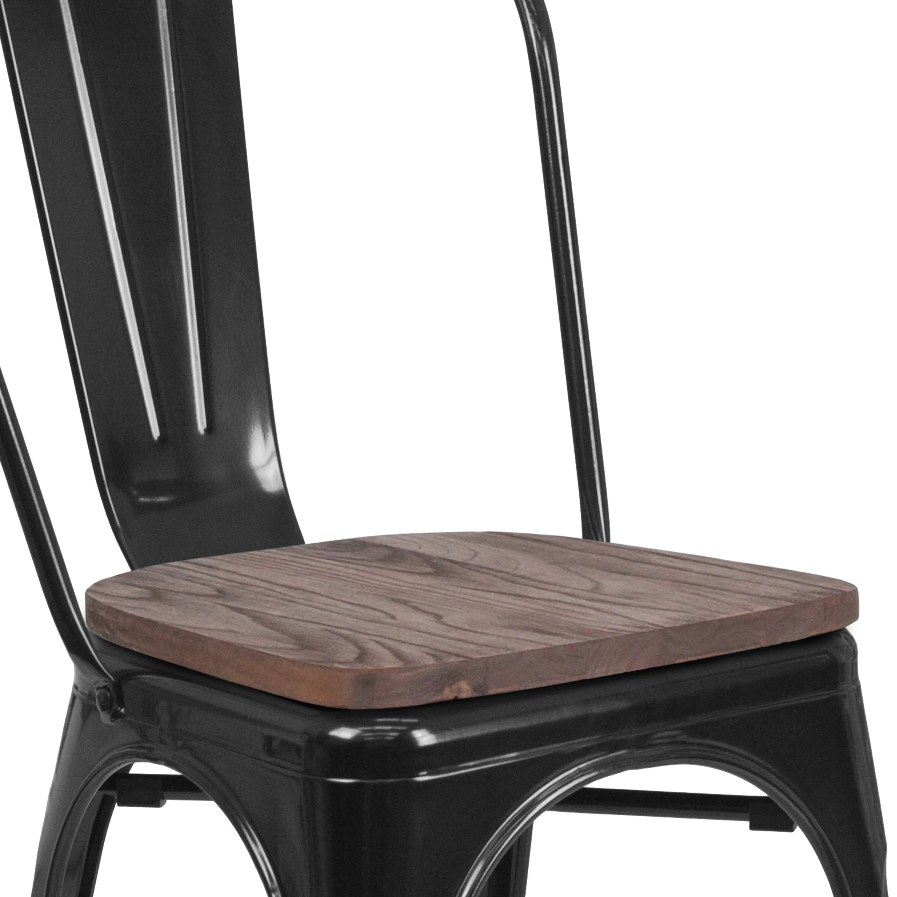 Metal Stackable Chair with Wood Seat