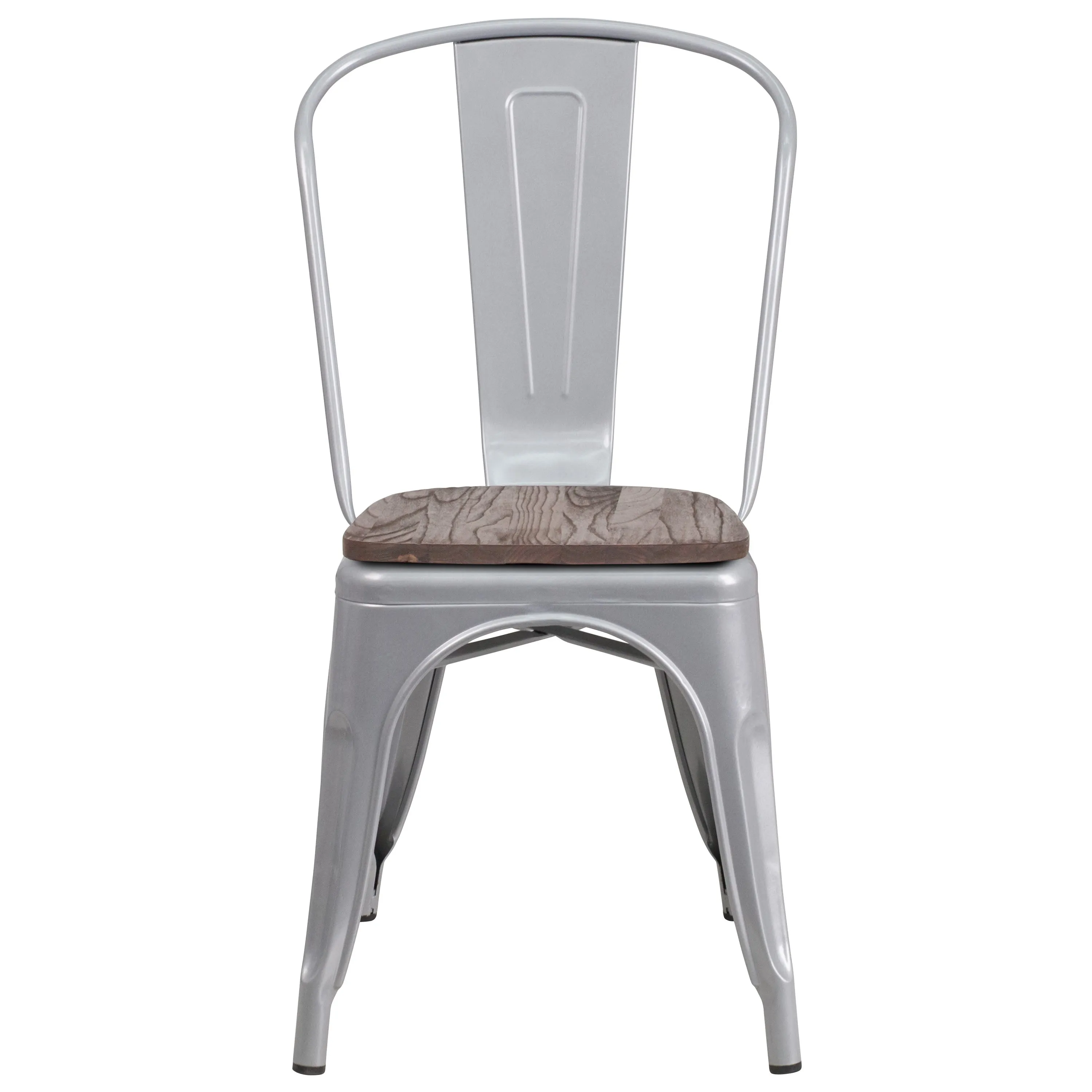 Metal Stackable Chair with Wood Seat