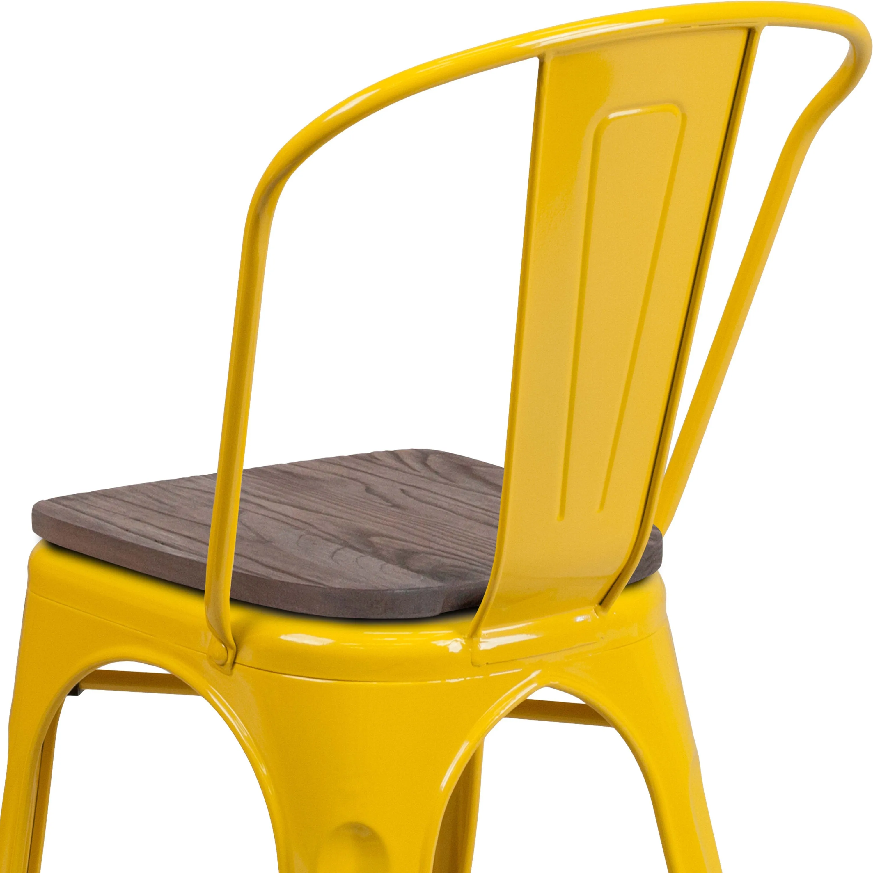 Metal Stackable Chair with Wood Seat