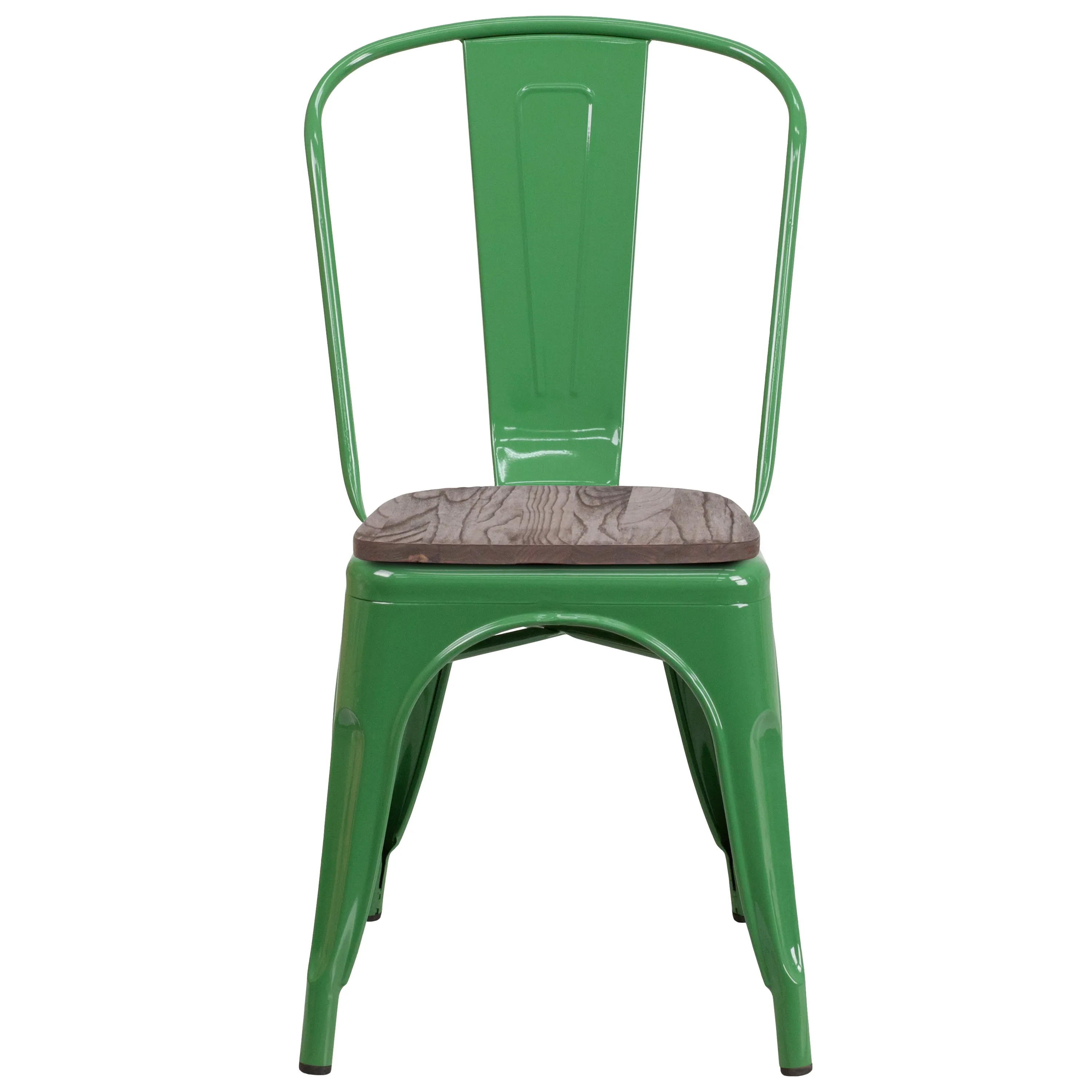 Metal Stackable Chair with Wood Seat