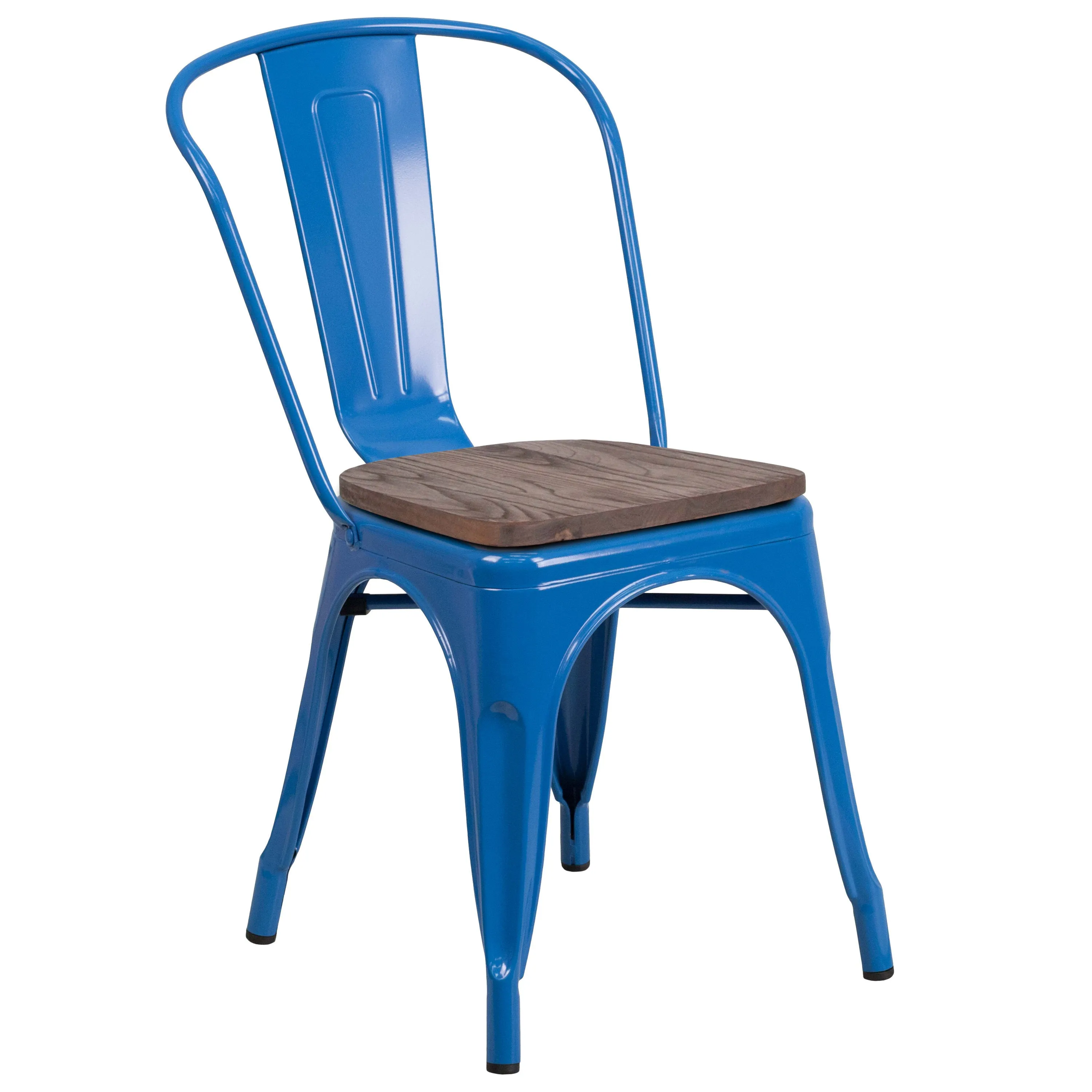 Metal Stackable Chair with Wood Seat