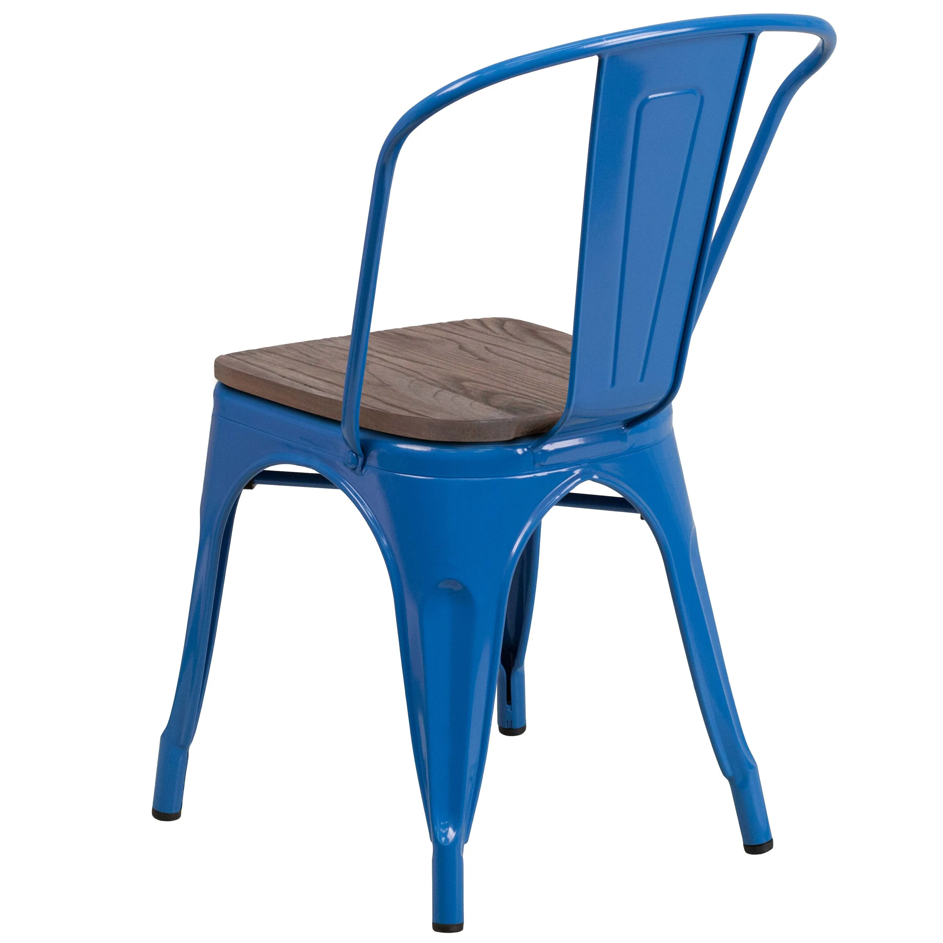 Metal Stackable Chair with Wood Seat