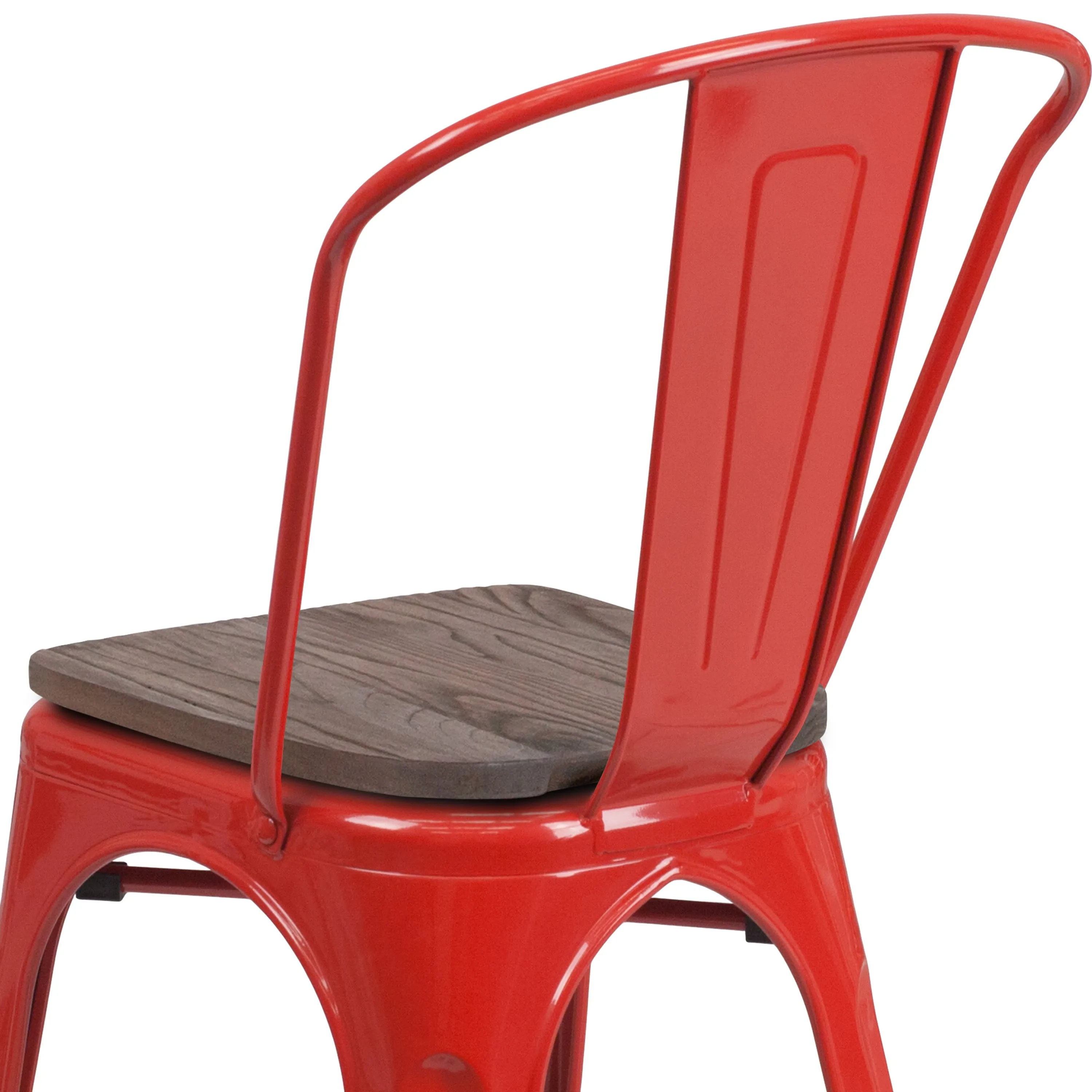 Metal Stackable Chair with Wood Seat