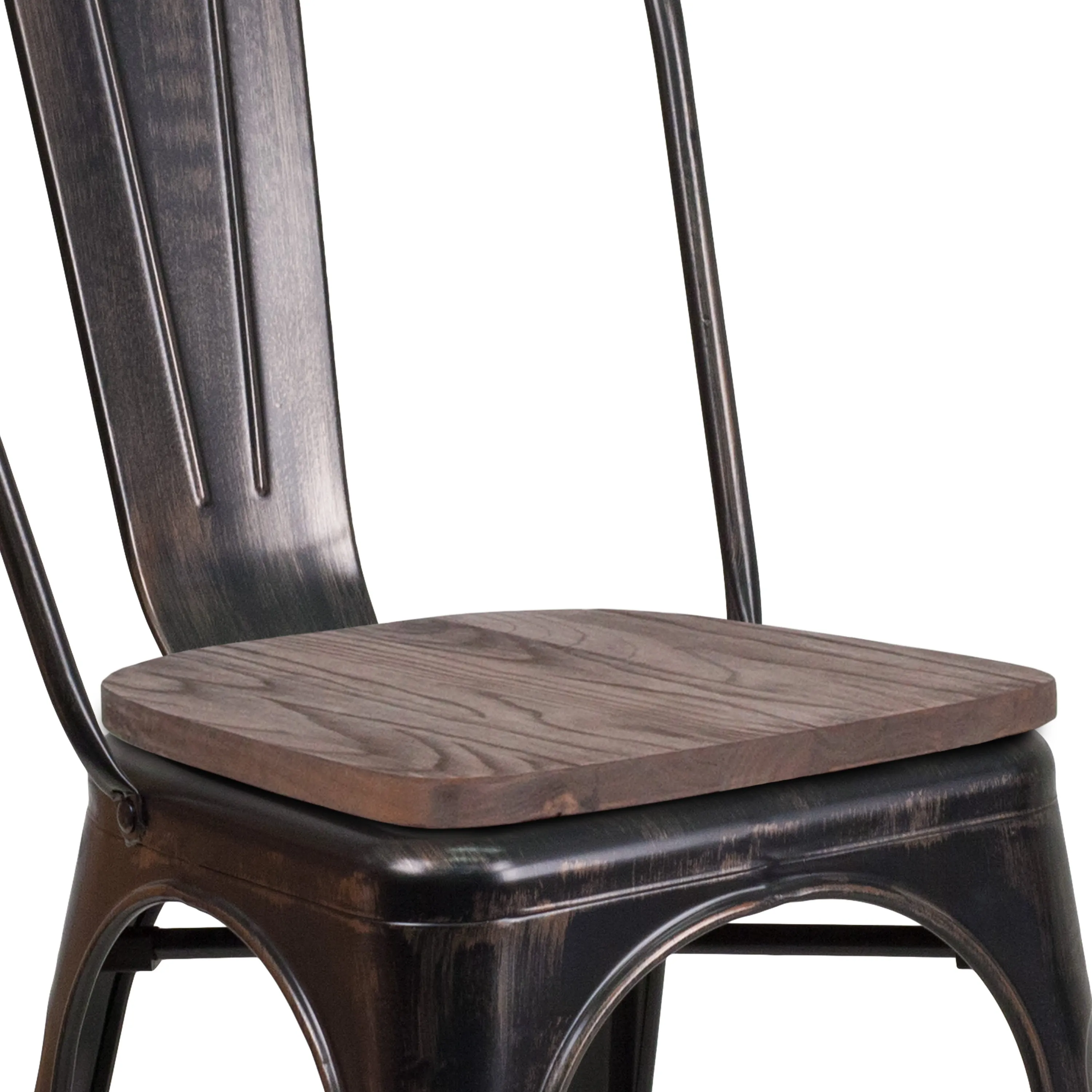 Metal Stackable Chair with Wood Seat