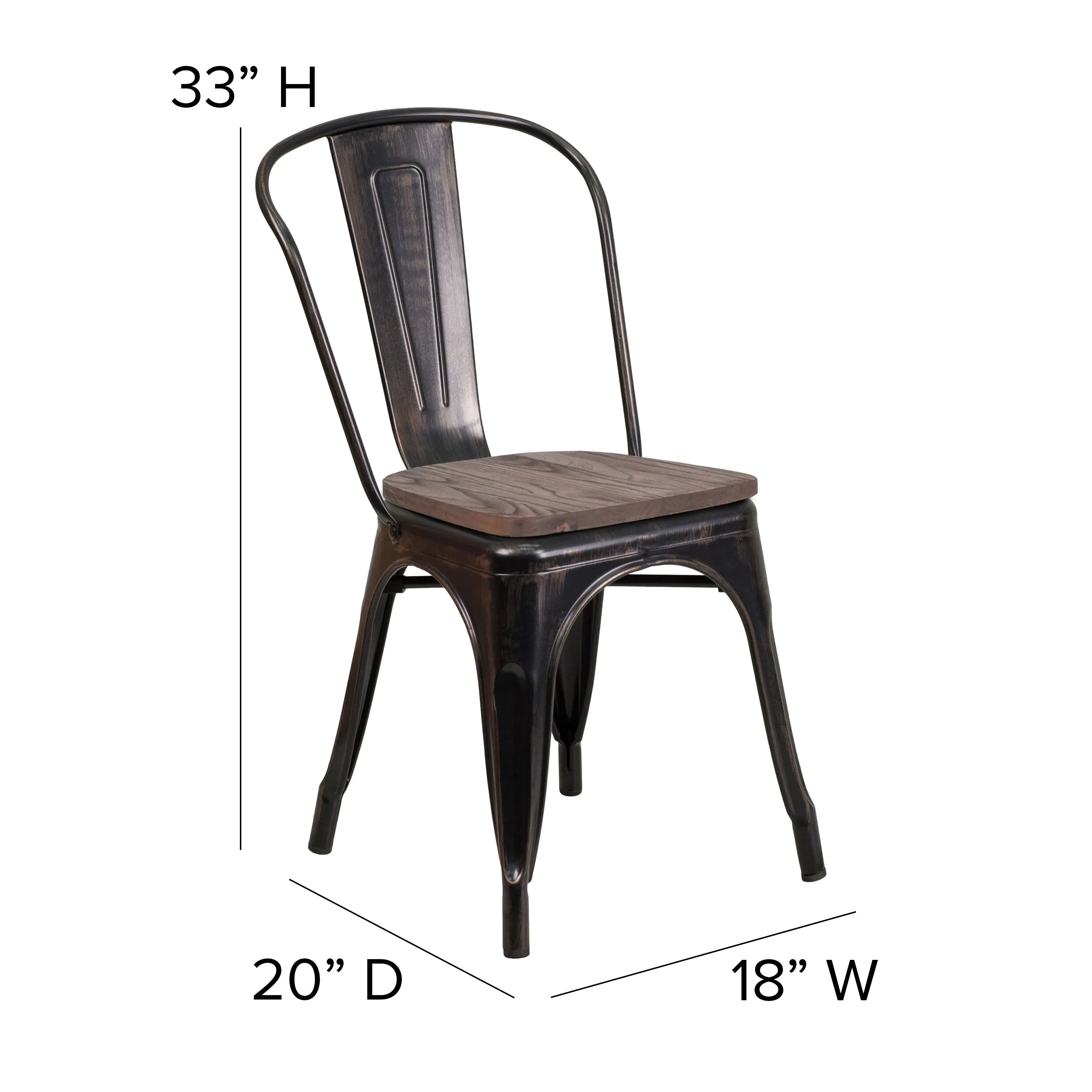 Metal Stackable Chair with Wood Seat