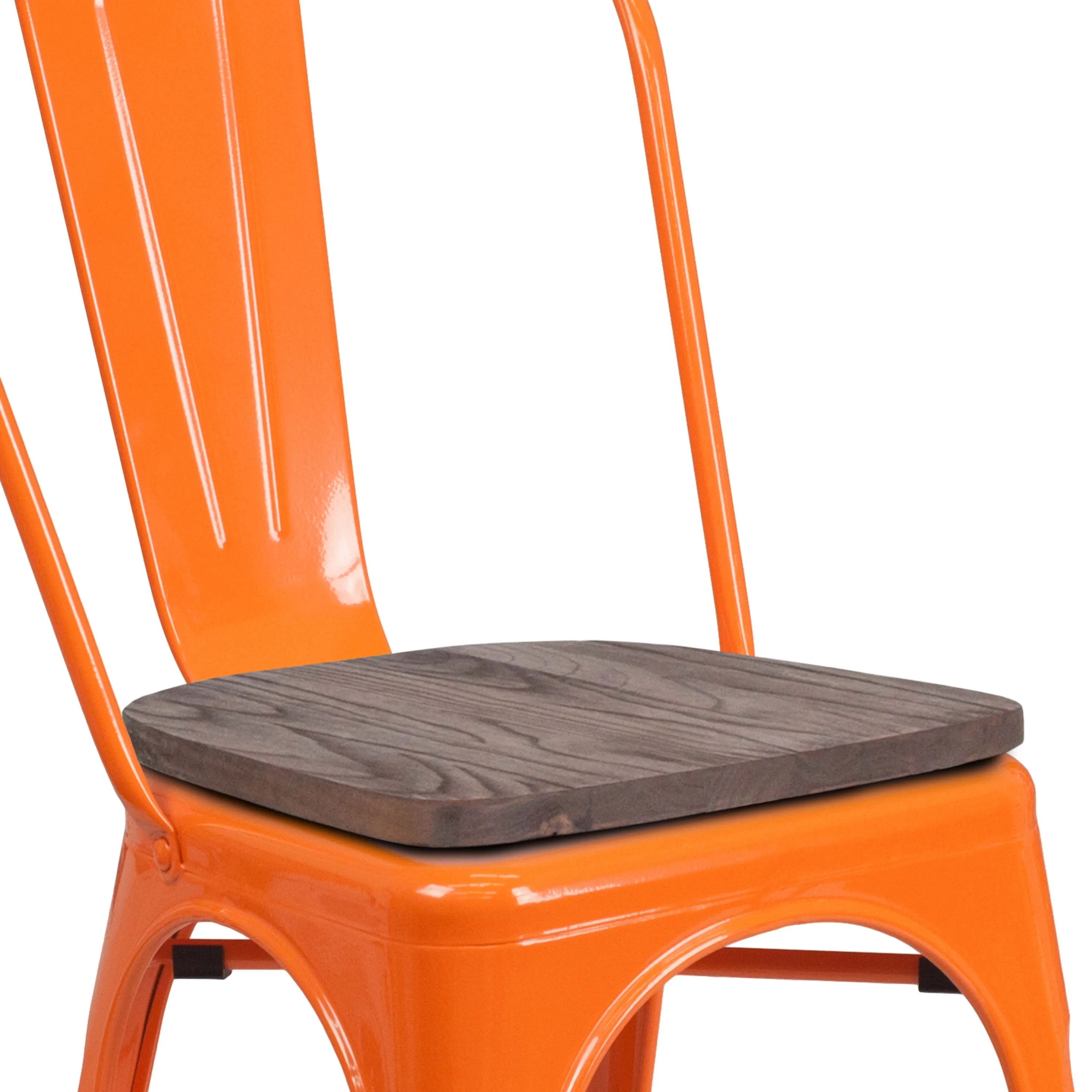 Metal Stackable Chair with Wood Seat