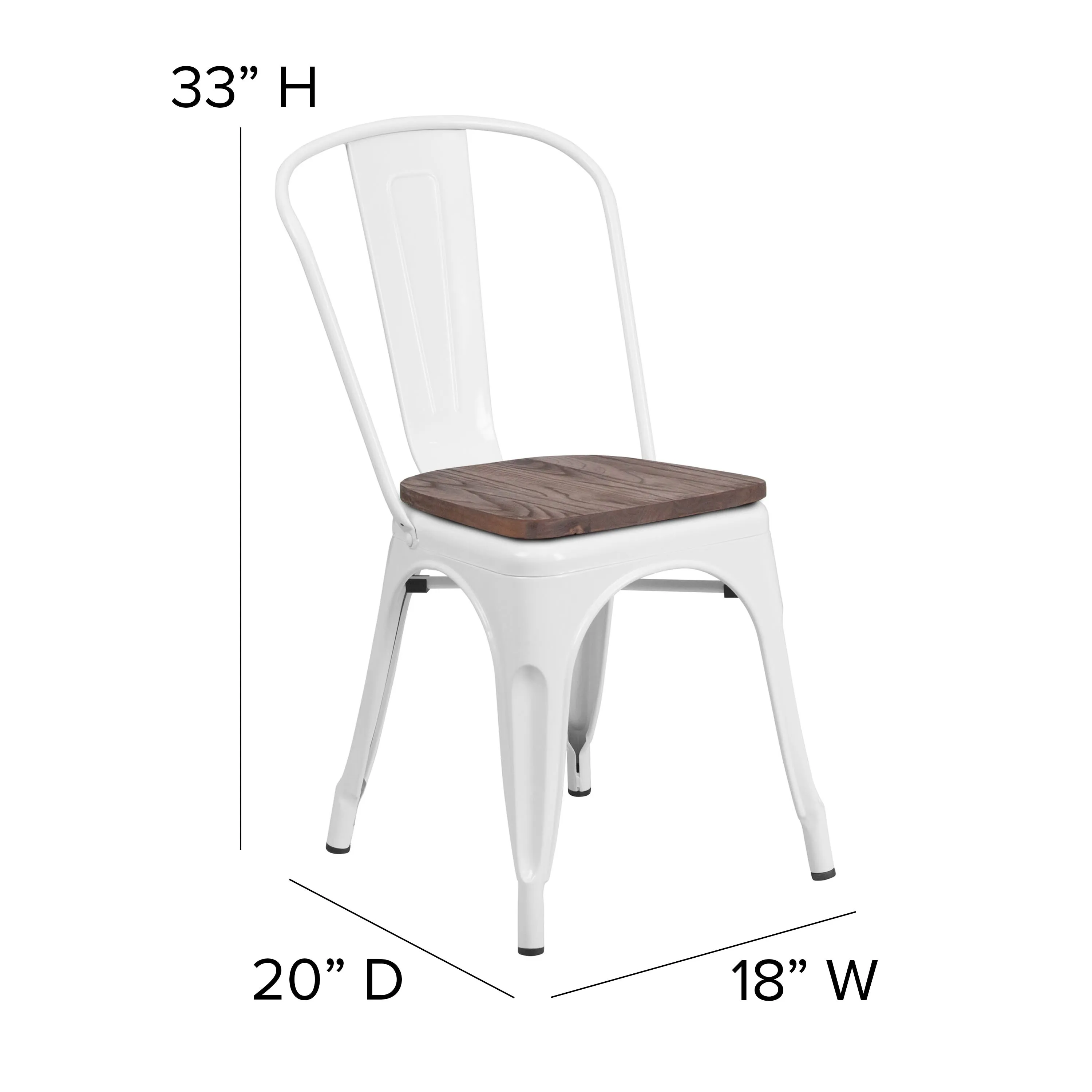 Metal Stackable Chair with Wood Seat