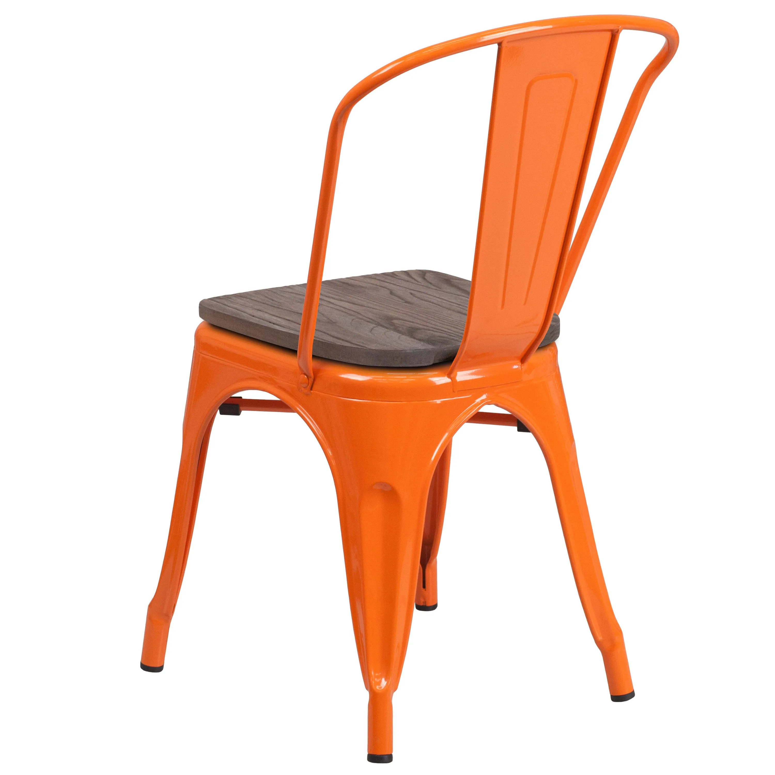 Metal Stackable Chair with Wood Seat