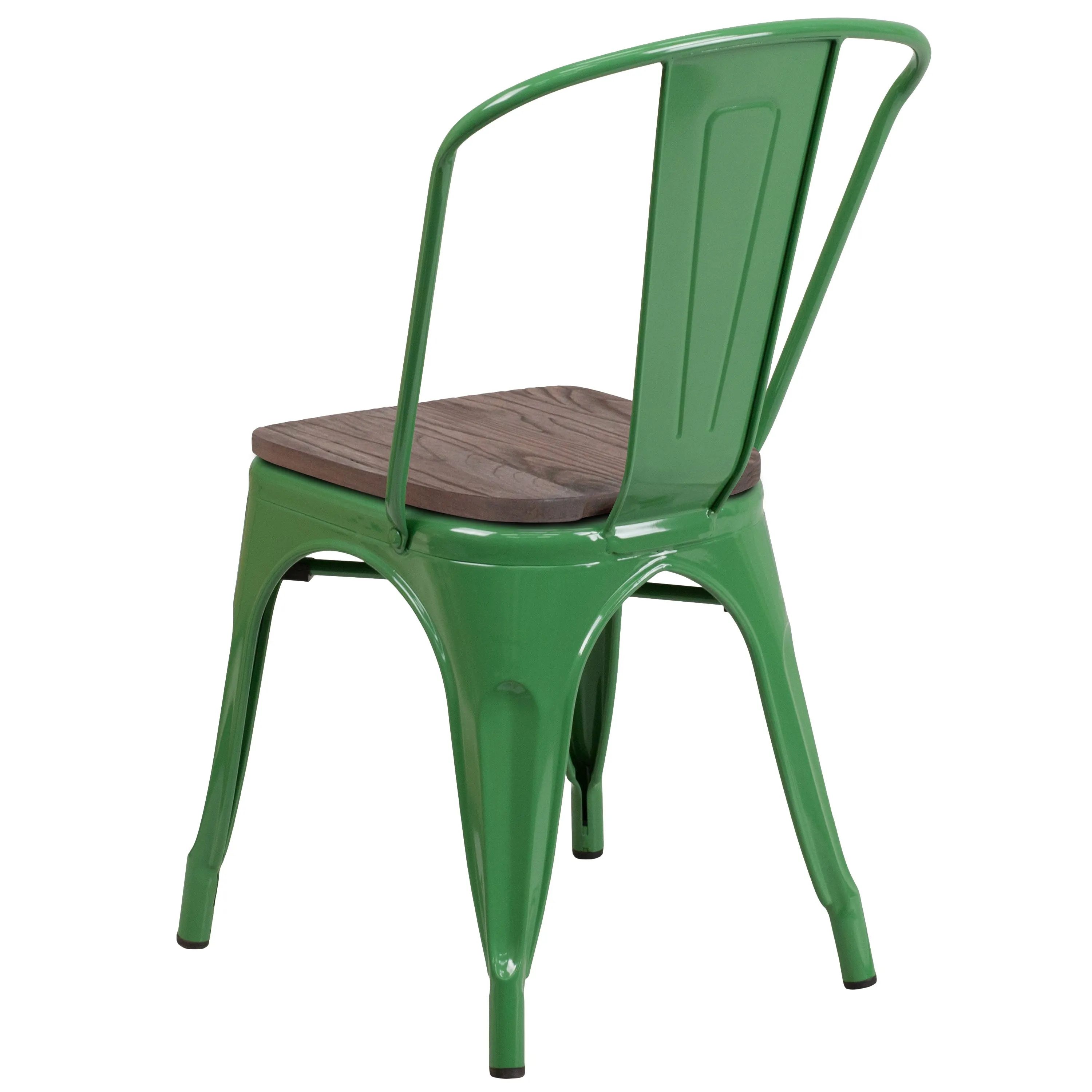 Metal Stackable Chair with Wood Seat