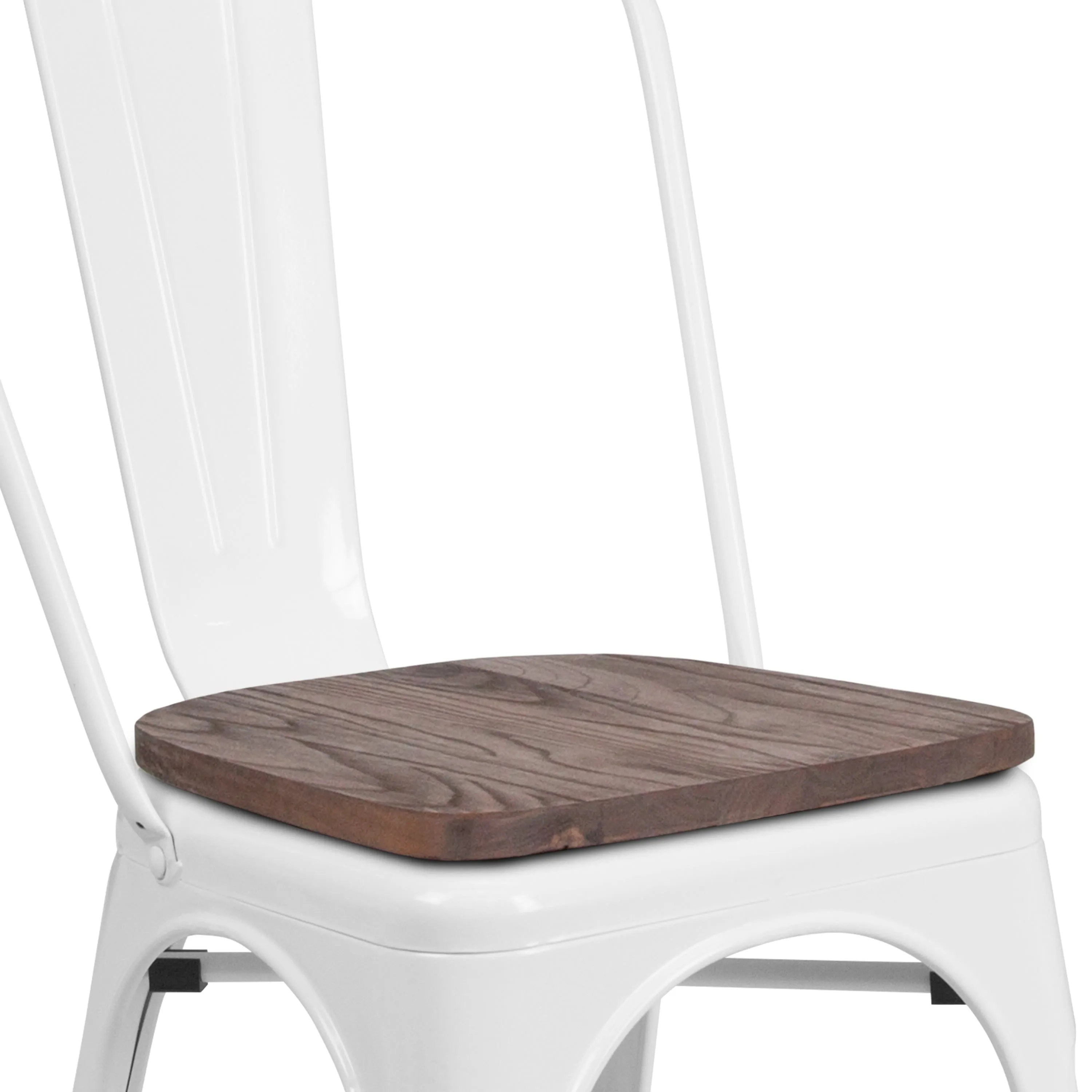 Metal Stackable Chair with Wood Seat