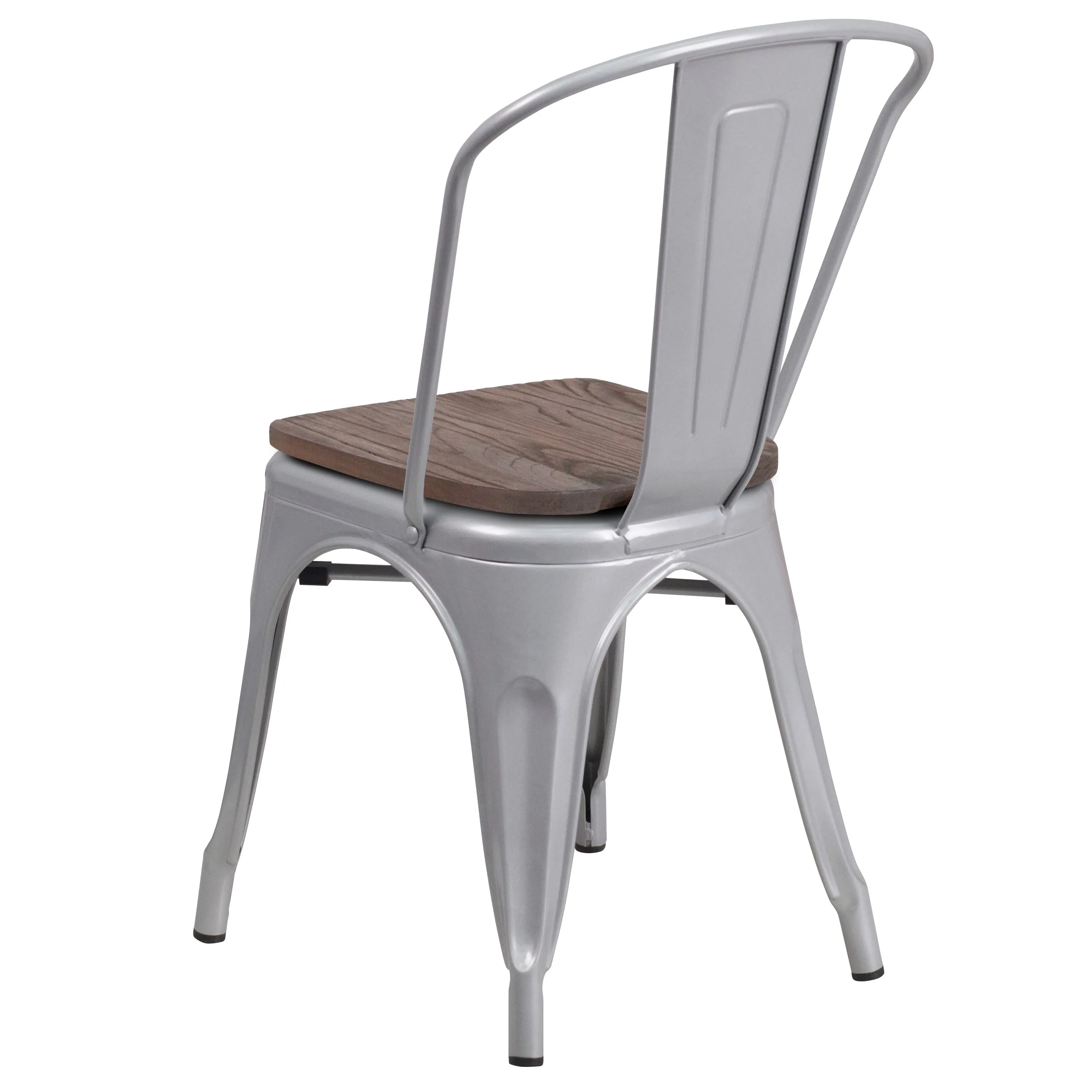 Metal Stackable Chair with Wood Seat