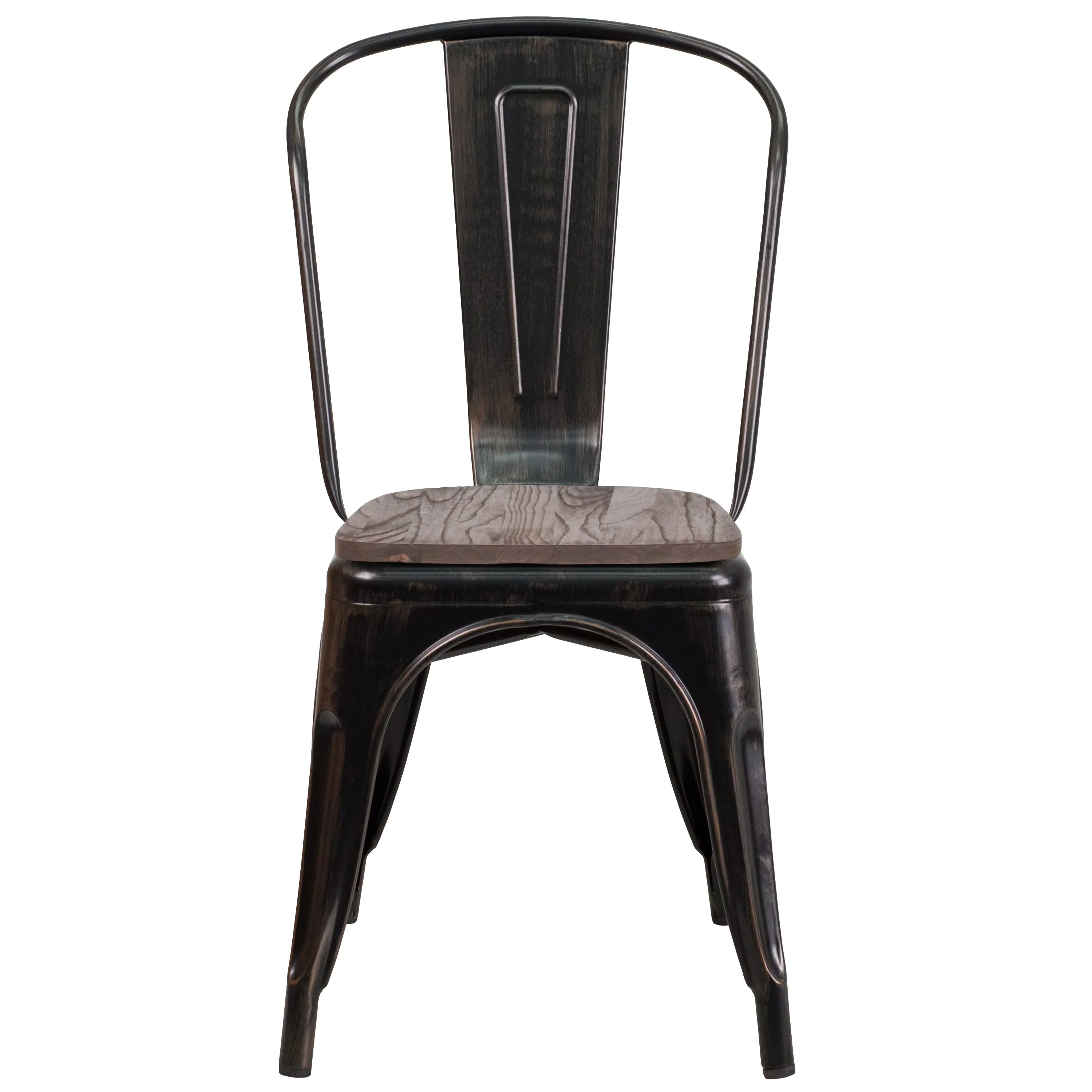 Metal Stackable Chair with Wood Seat