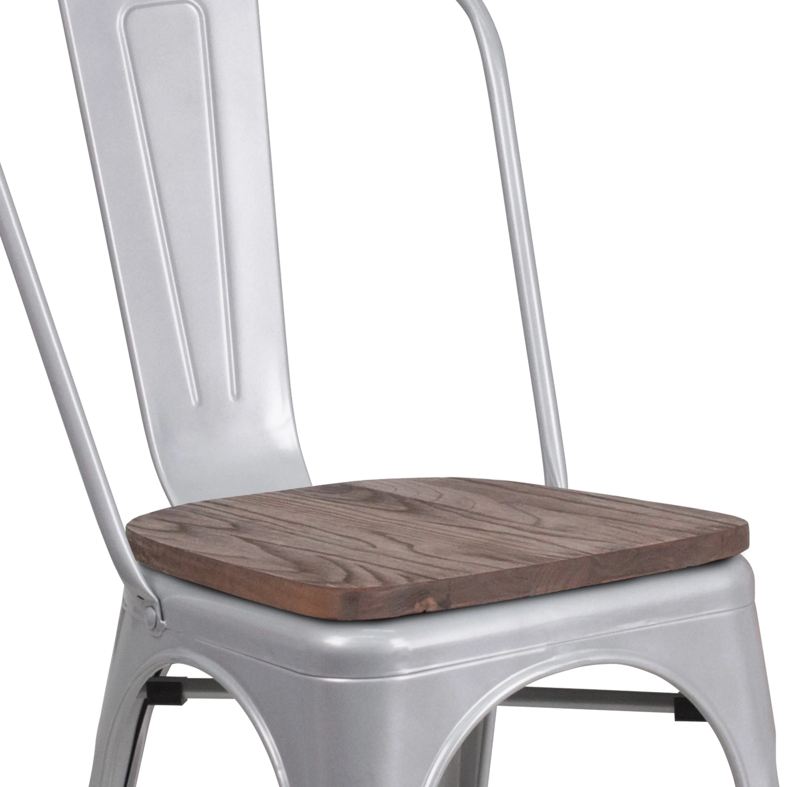 Metal Stackable Chair with Wood Seat