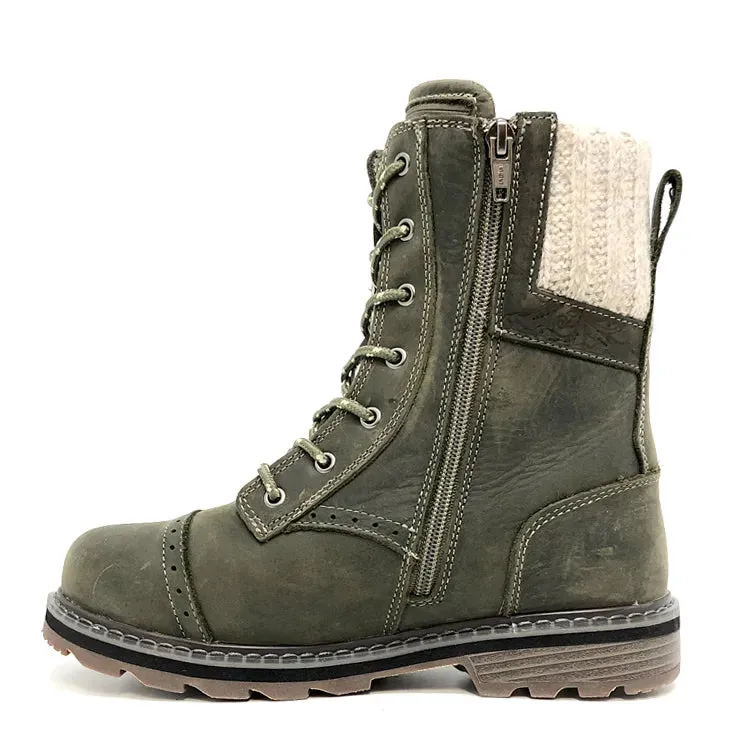 Mid-Calf Olive Green Winter Boots