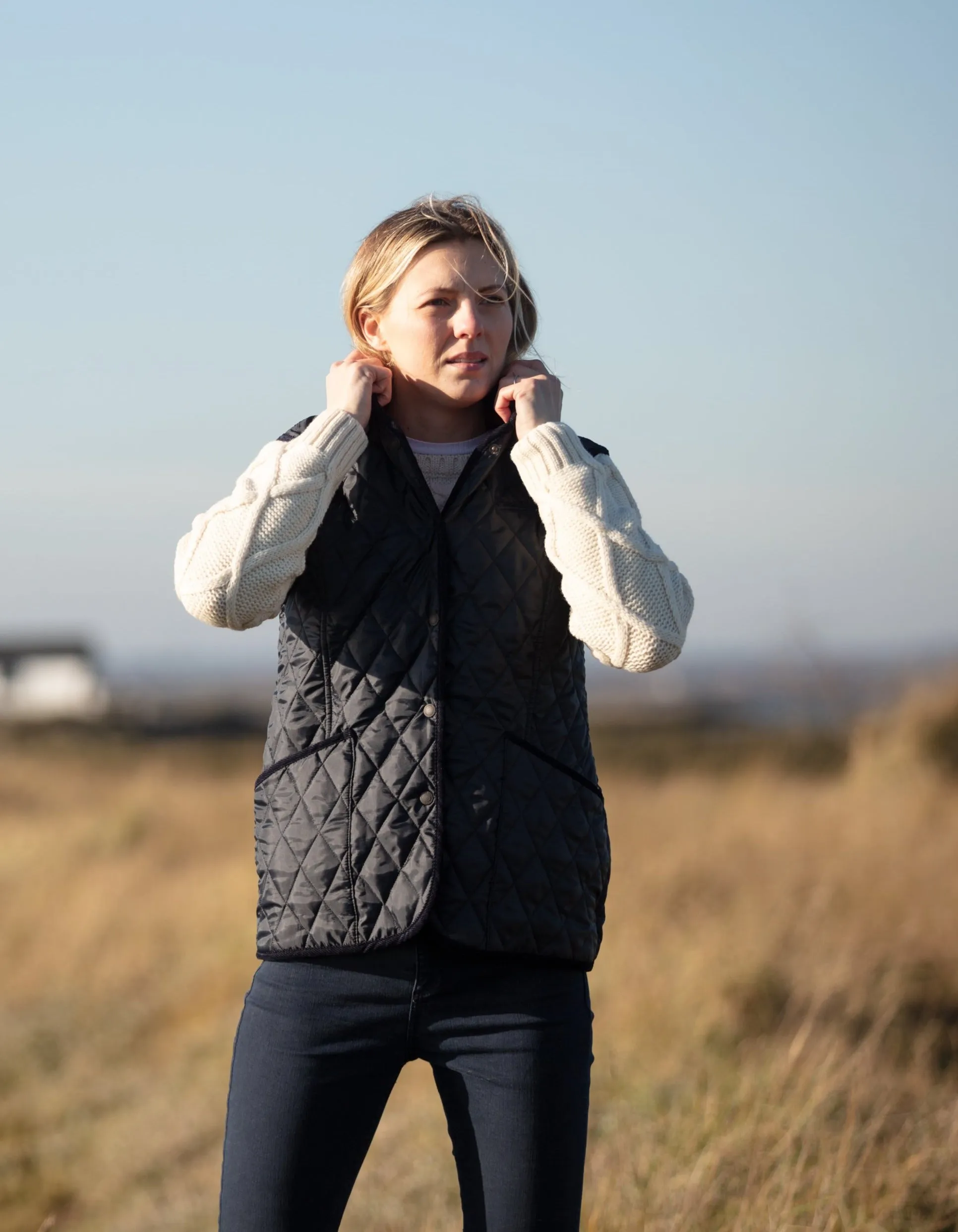 Moorland Quilted Gilet - Navy/Claret