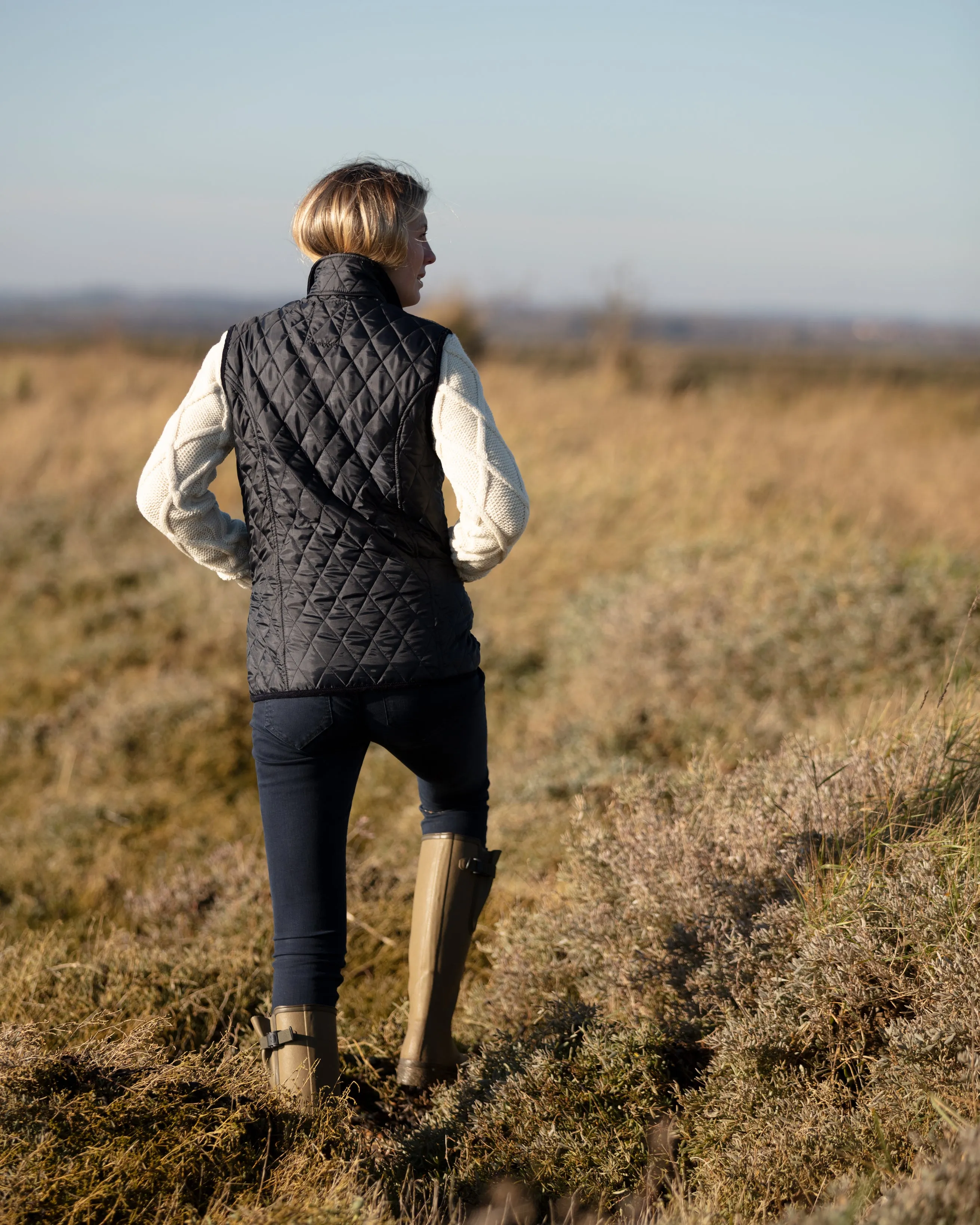 Moorland Quilted Gilet - Navy/Claret