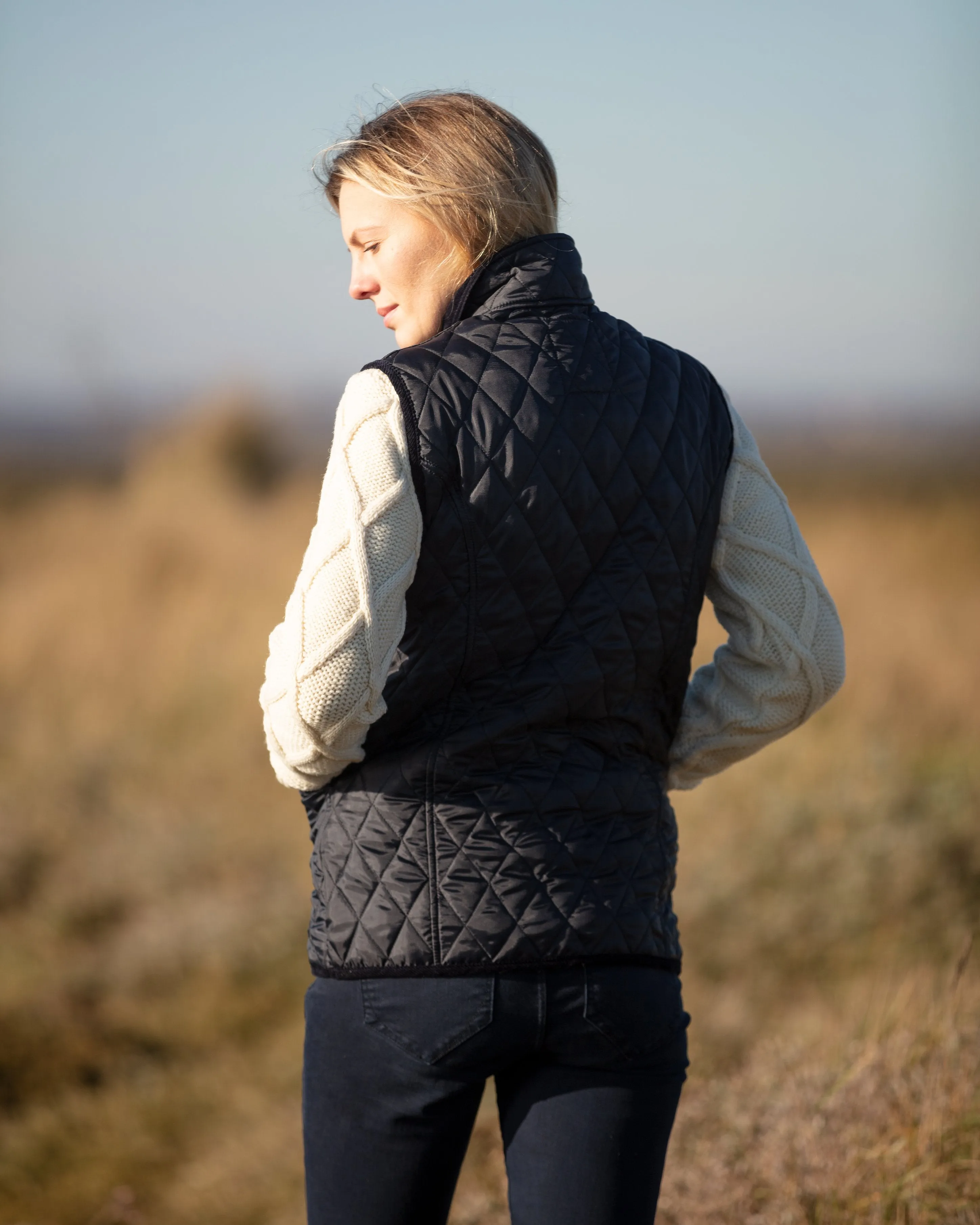 Moorland Quilted Gilet - Navy/Claret