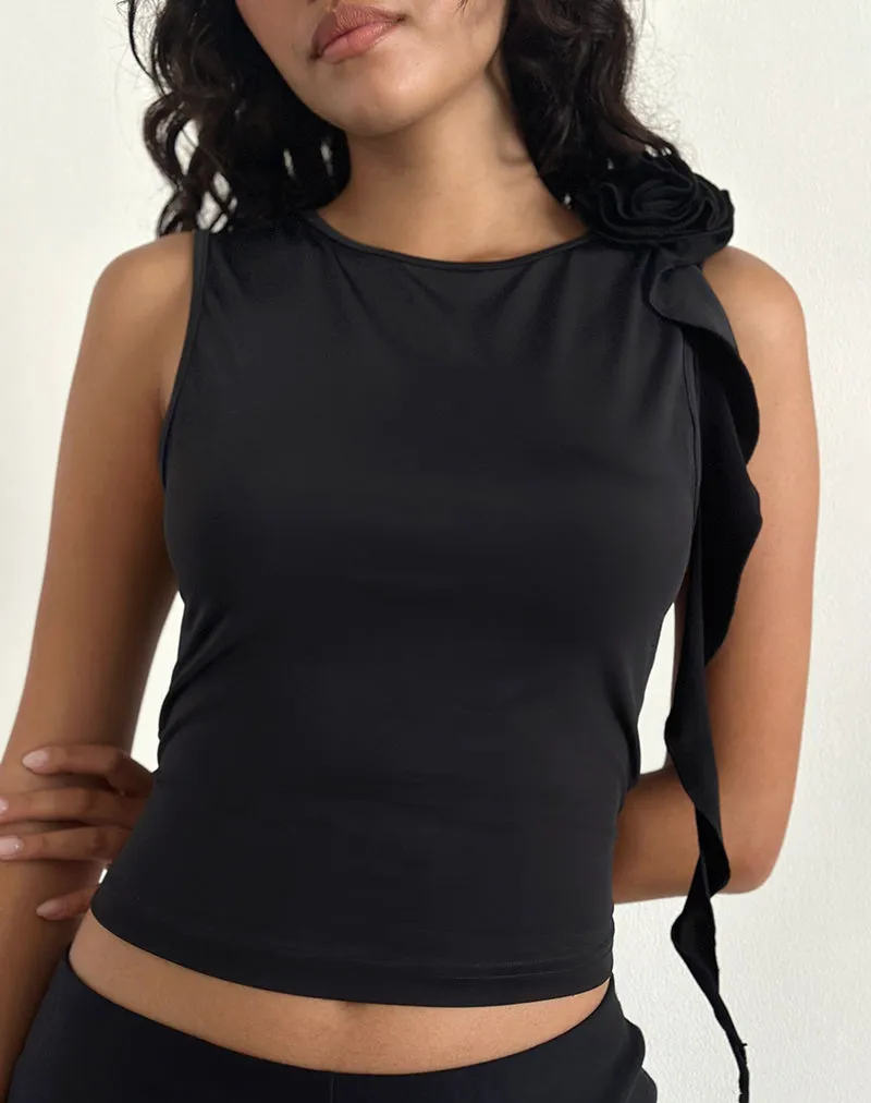 Morena Rosette Top in Black