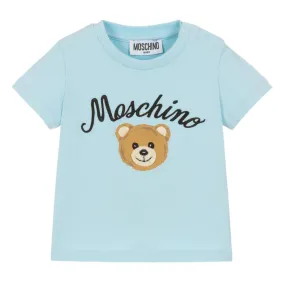 Moschino Baby Embroidered Logo Sky Blue T-Shirt