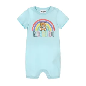 Moschino Baby Sky Blue Logo Romper